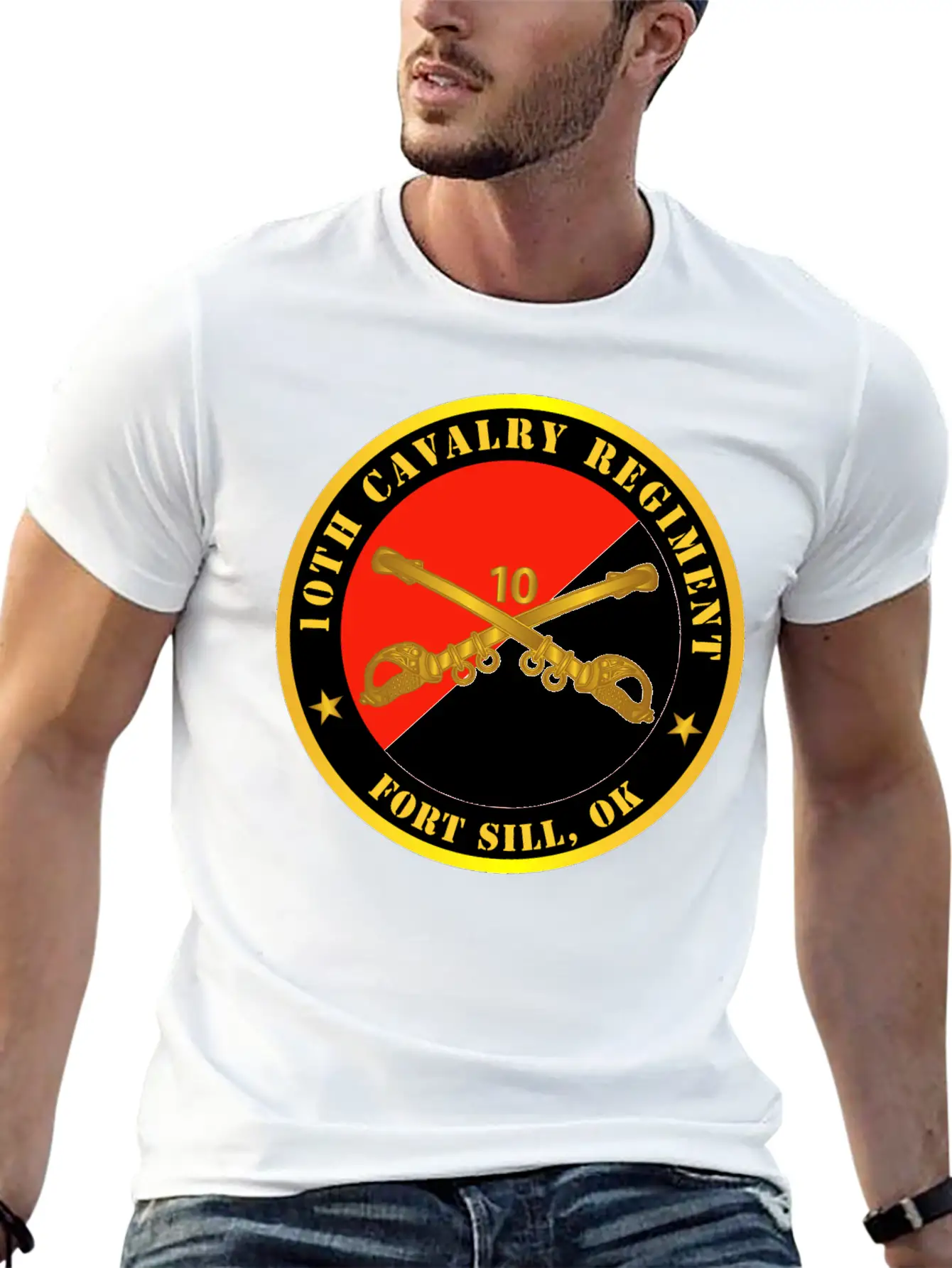 10th Cavalry Regiment Fort Sill OK W Cav Branch Modern Fit Casual T-Shirt ��� Clean And Versatile Design