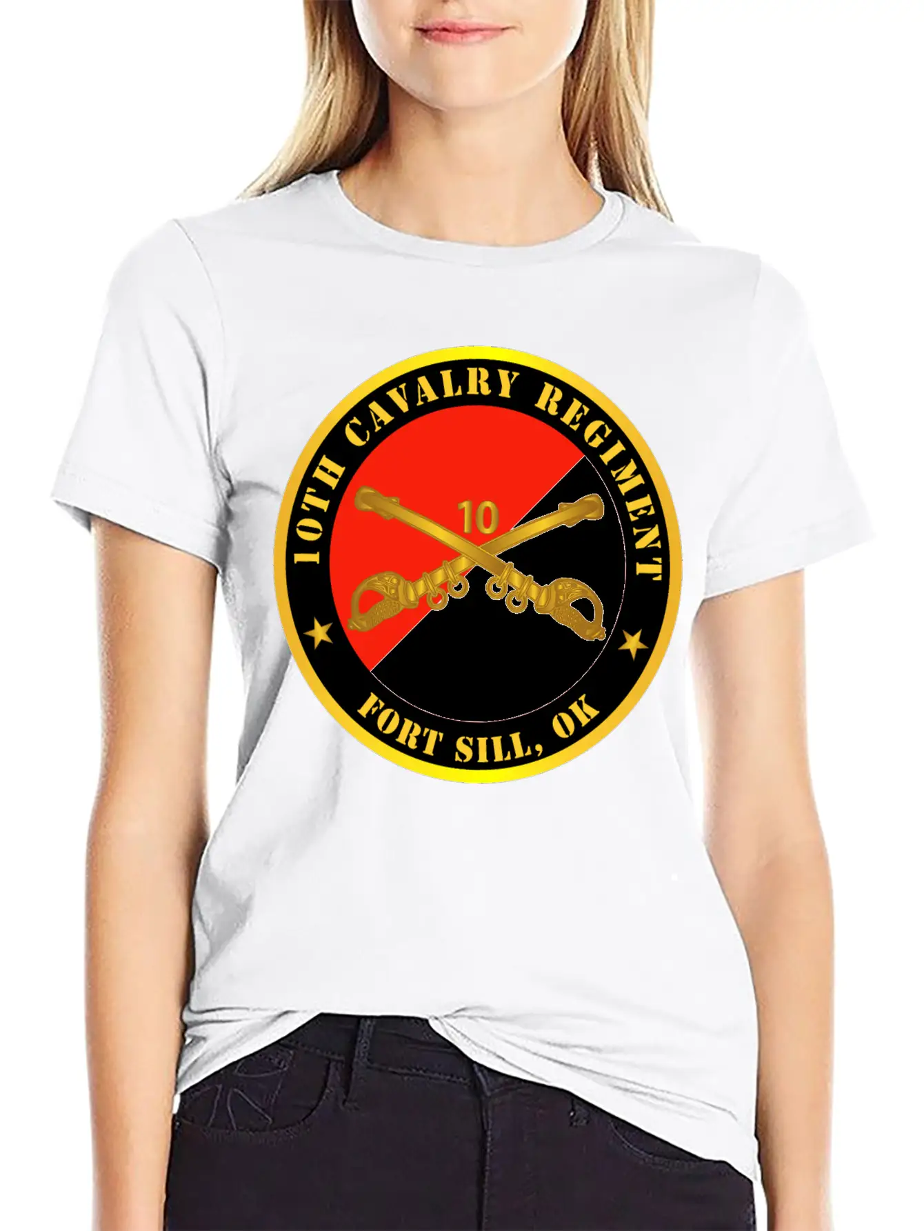 10th Cavalry Regiment Fort Sill OK W Cav Branch Modern Fit Casual T-Shirt ��� Clean And Versatile Design