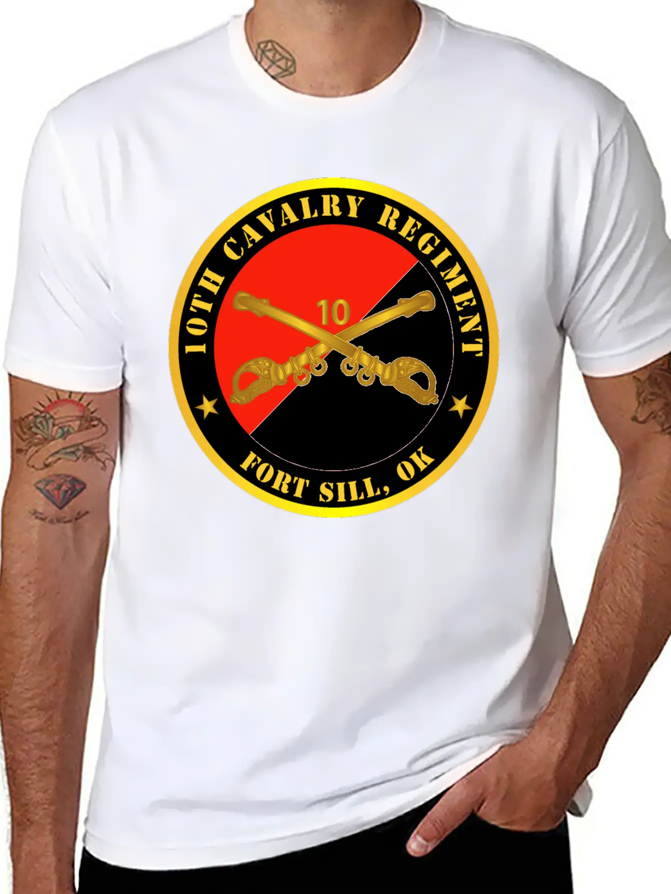 10th Cavalry Regiment Fort Sill OK W Cav Branch Modern Fit Casual T-Shirt ��� Clean And Versatile Design