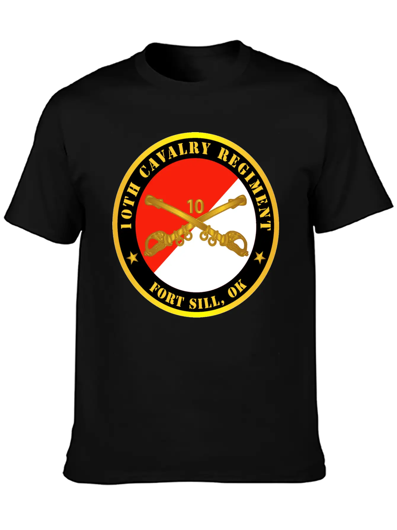 10th Cavalry Regiment Fort Sill OK W Cav Branch Modern Fit Casual T-Shirt ��� Clean And Versatile Design