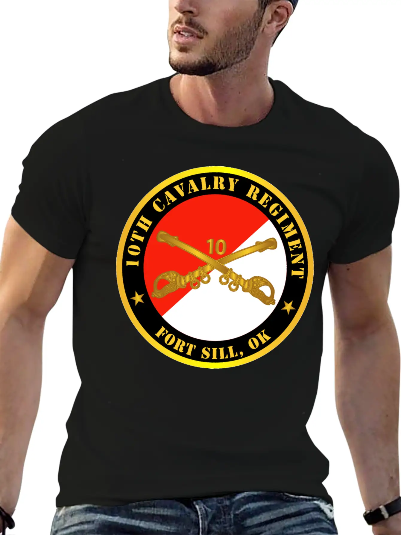 10th Cavalry Regiment Fort Sill OK W Cav Branch Modern Fit Casual T-Shirt ��� Clean And Versatile Design