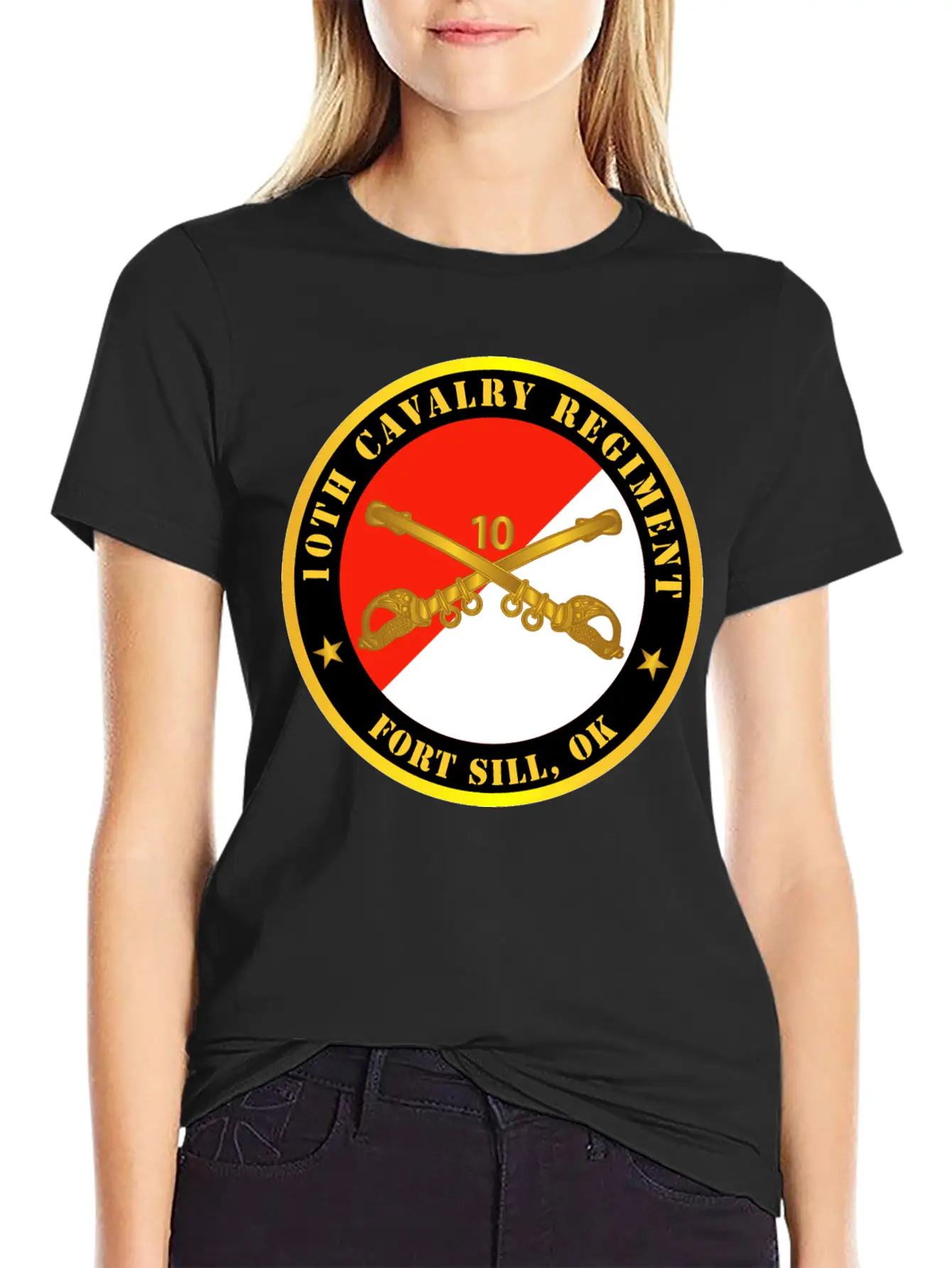 10th Cavalry Regiment Fort Sill OK W Cav Branch Modern Fit Casual T-Shirt ��� Clean And Versatile Design