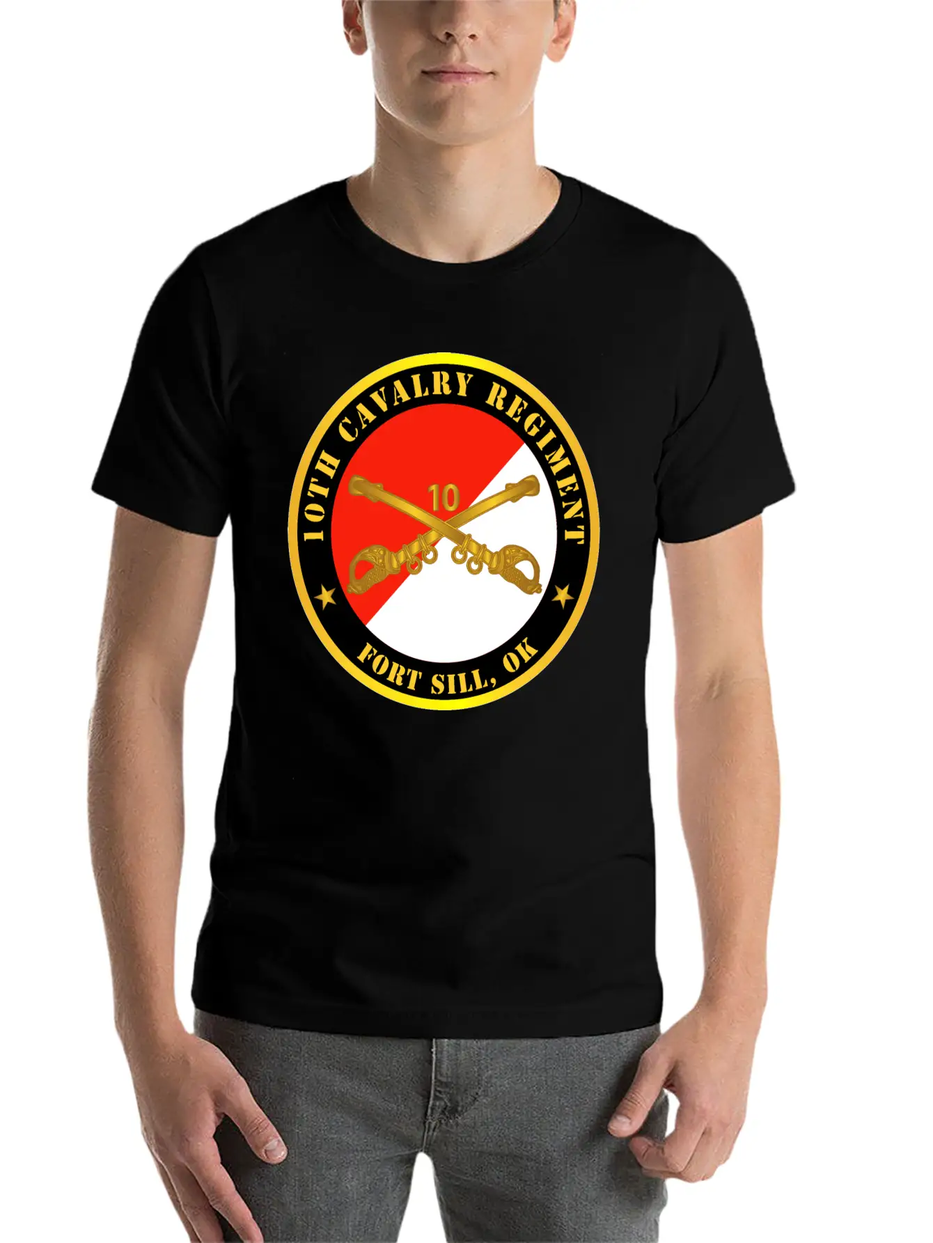 10th Cavalry Regiment Fort Sill OK W Cav Branch Modern Fit Casual T-Shirt ��� Clean And Versatile Design