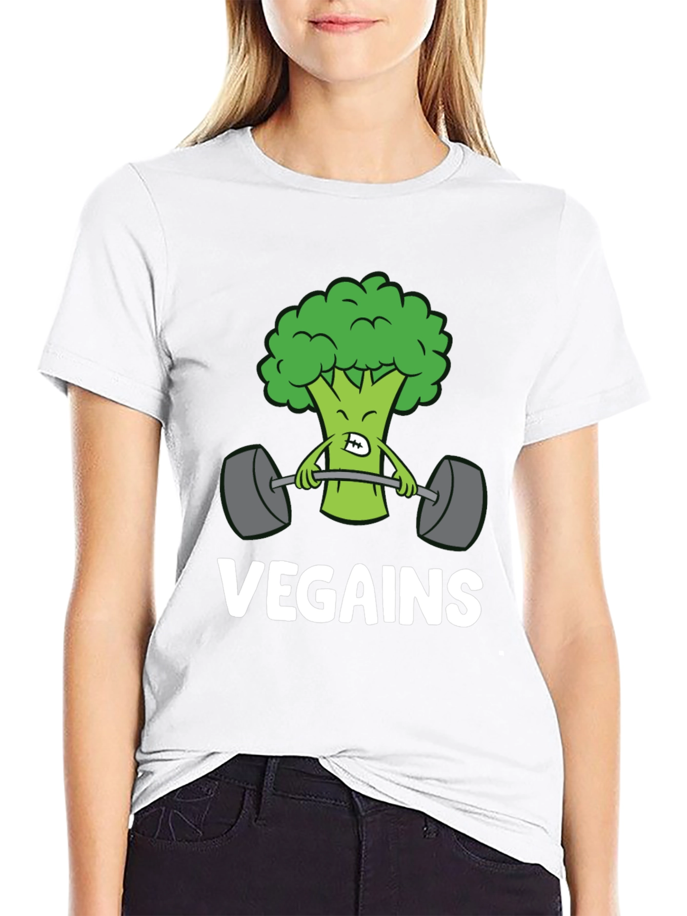 Vegan Gains Broccoli Weightlifting T-Shirt