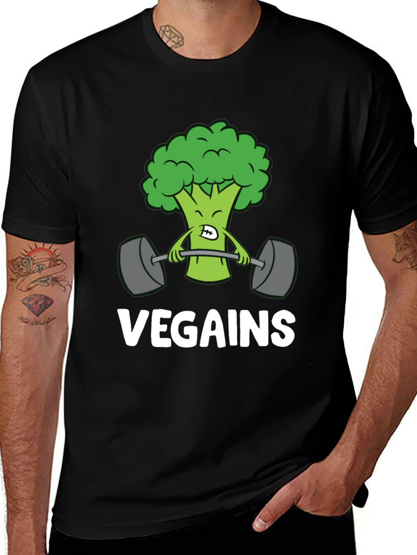 Vegan Gains Broccoli Weightlifting T-Shirt