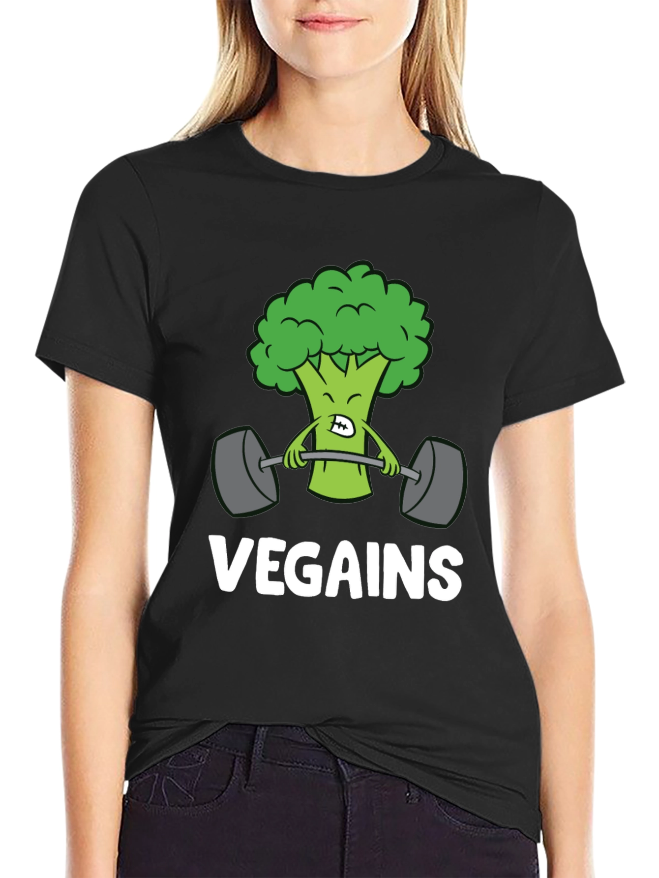Vegan Gains Broccoli Weightlifting T-Shirt