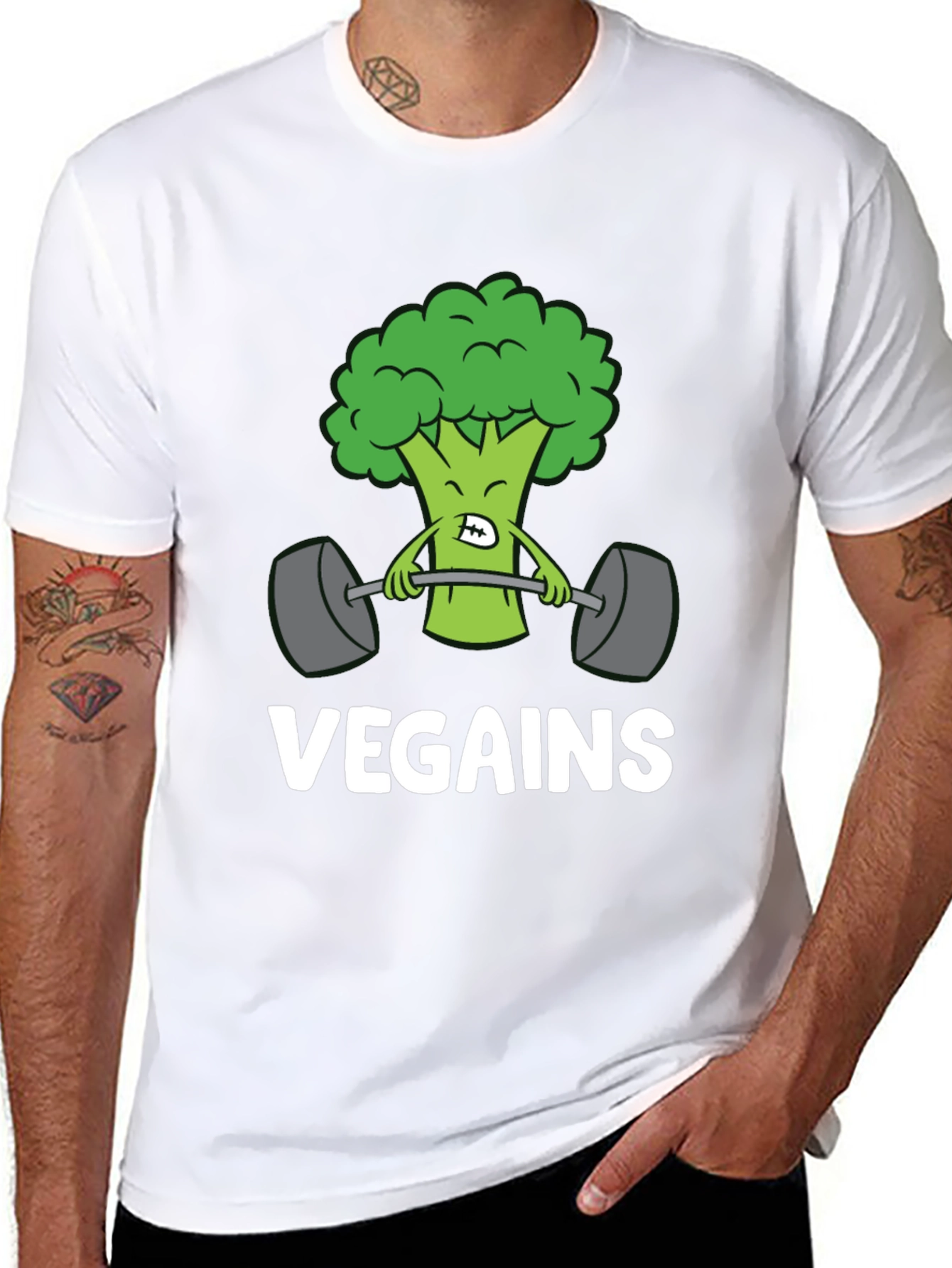 Vegan Gains Broccoli Weightlifting T-Shirt