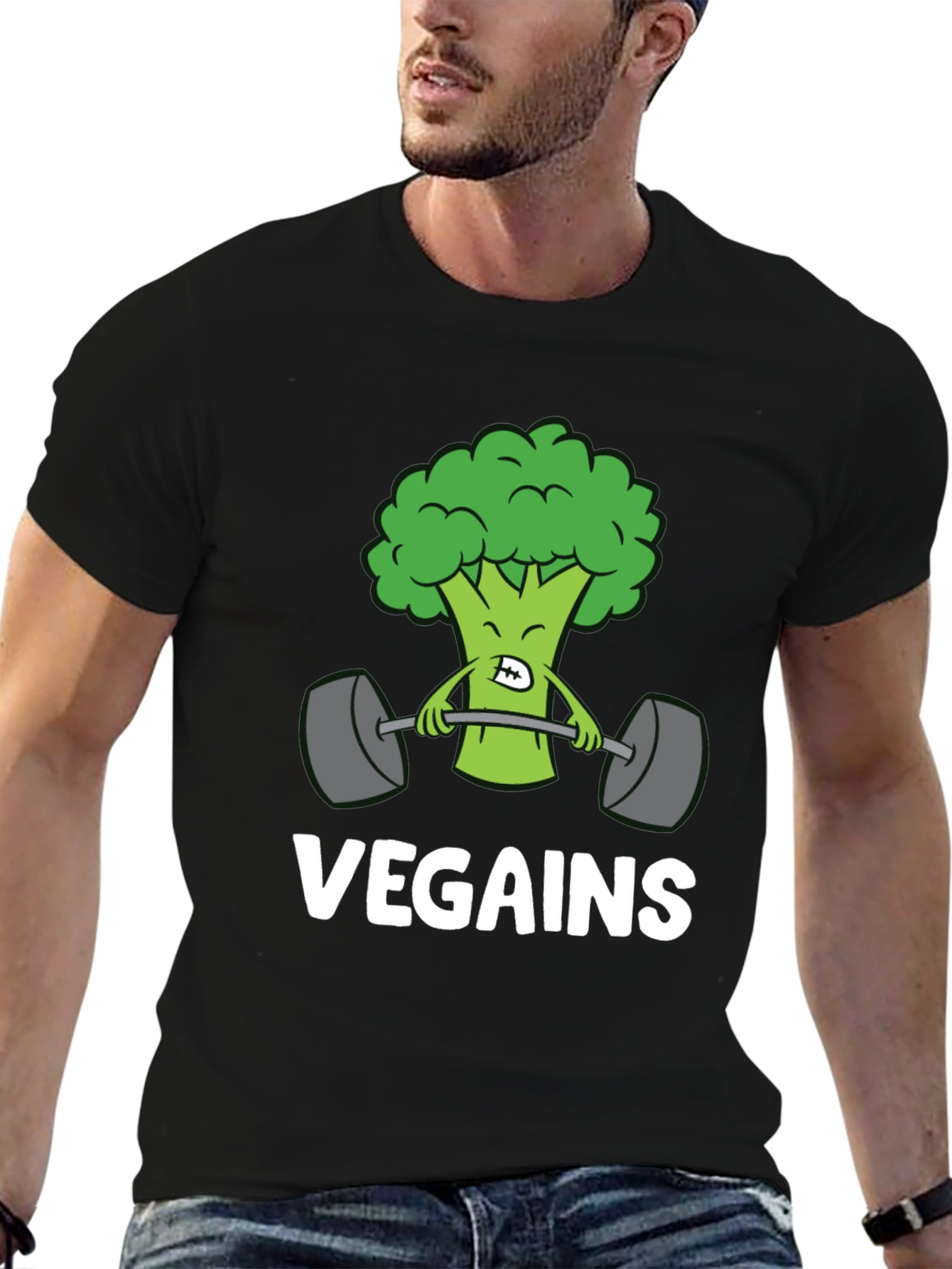 Vegan Gains Broccoli Weightlifting T-Shirt