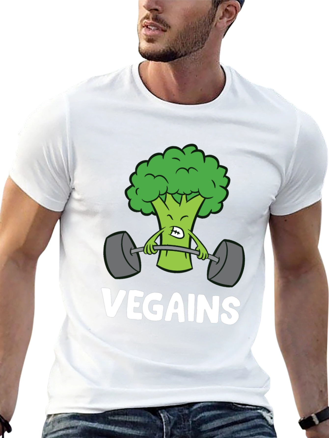 Vegan Gains Broccoli Weightlifting T-Shirt