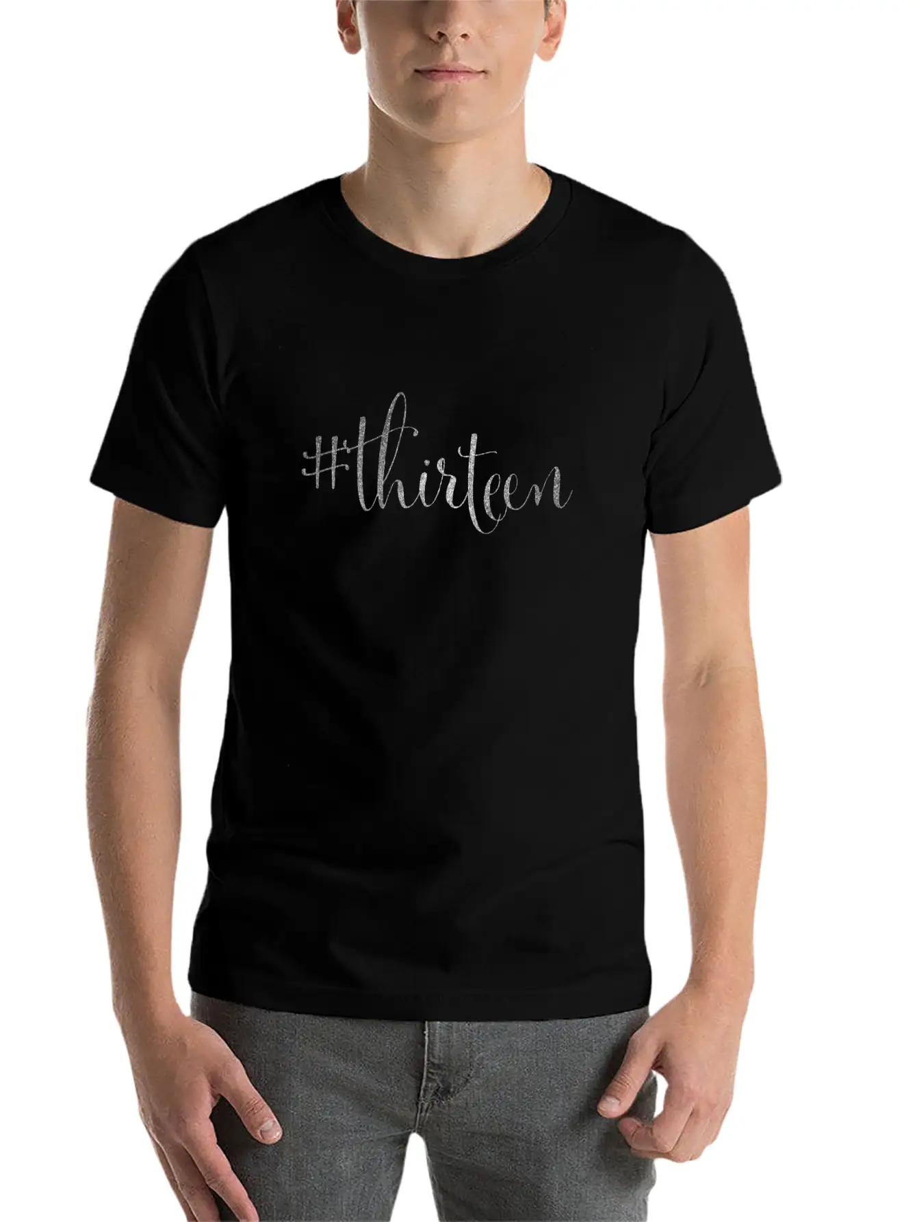 13th Birthday Silver #thirteen Hashtag Official Lightweight Cotton T-Shirt – Daily Comfort Graphic Shirt