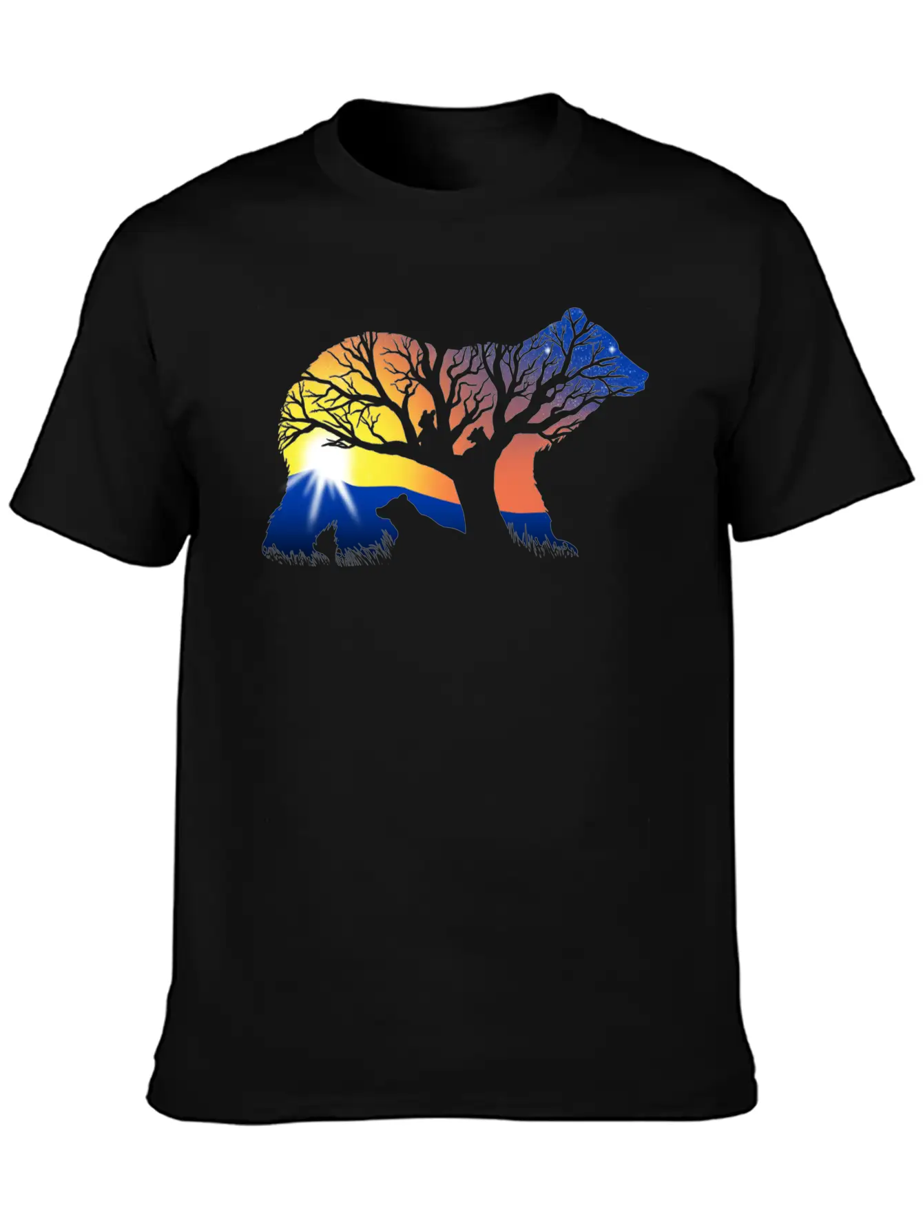 162 Bear Sunrise Essential Cotton Tee For Daily Outfits – Unisex Style