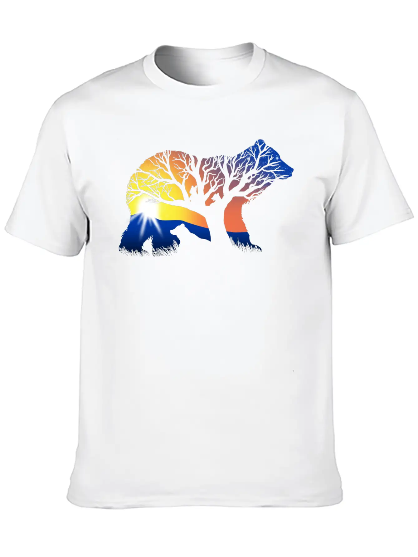 162 Bear Sunrise Essential Cotton Tee For Daily Outfits – Unisex Style