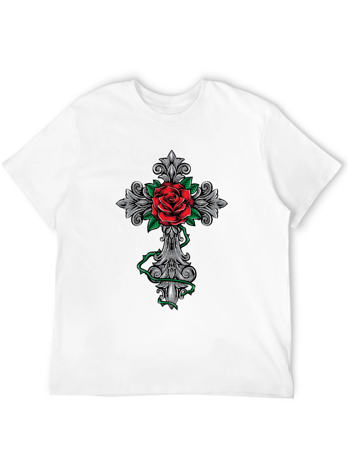 Rose Cross Graphic T-Shirt