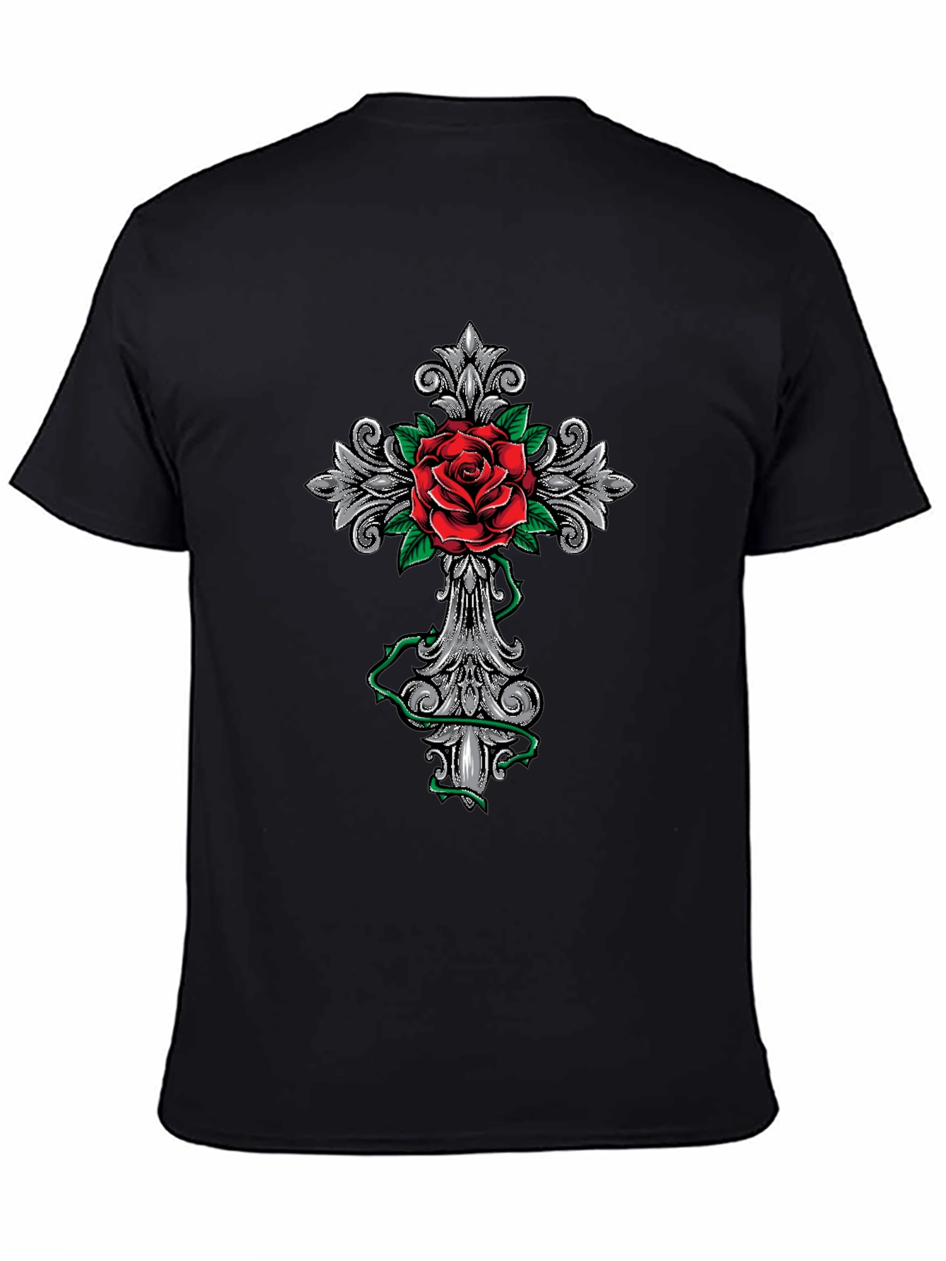 Rose Cross Graphic T-Shirt