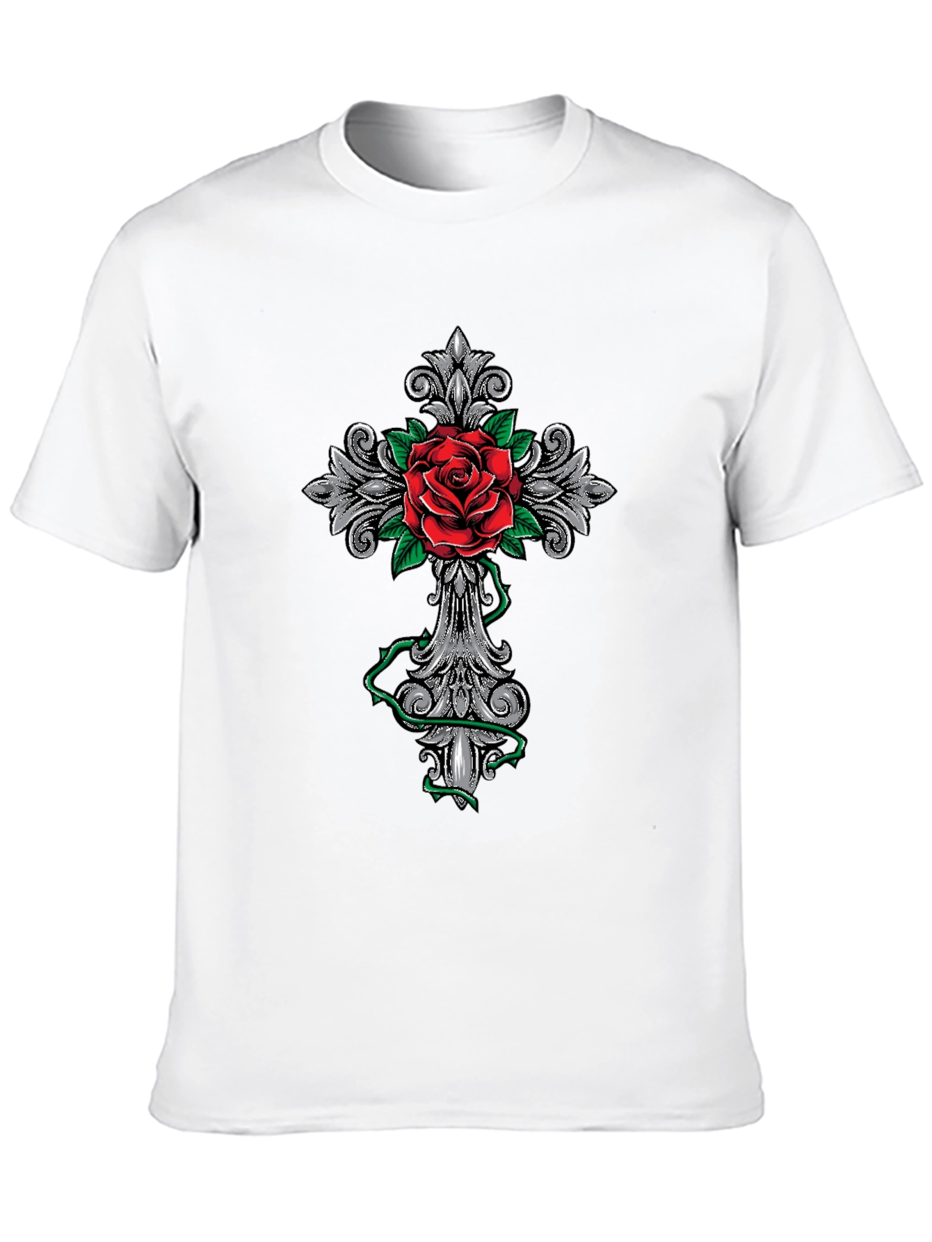 Rose Cross Graphic T-Shirt