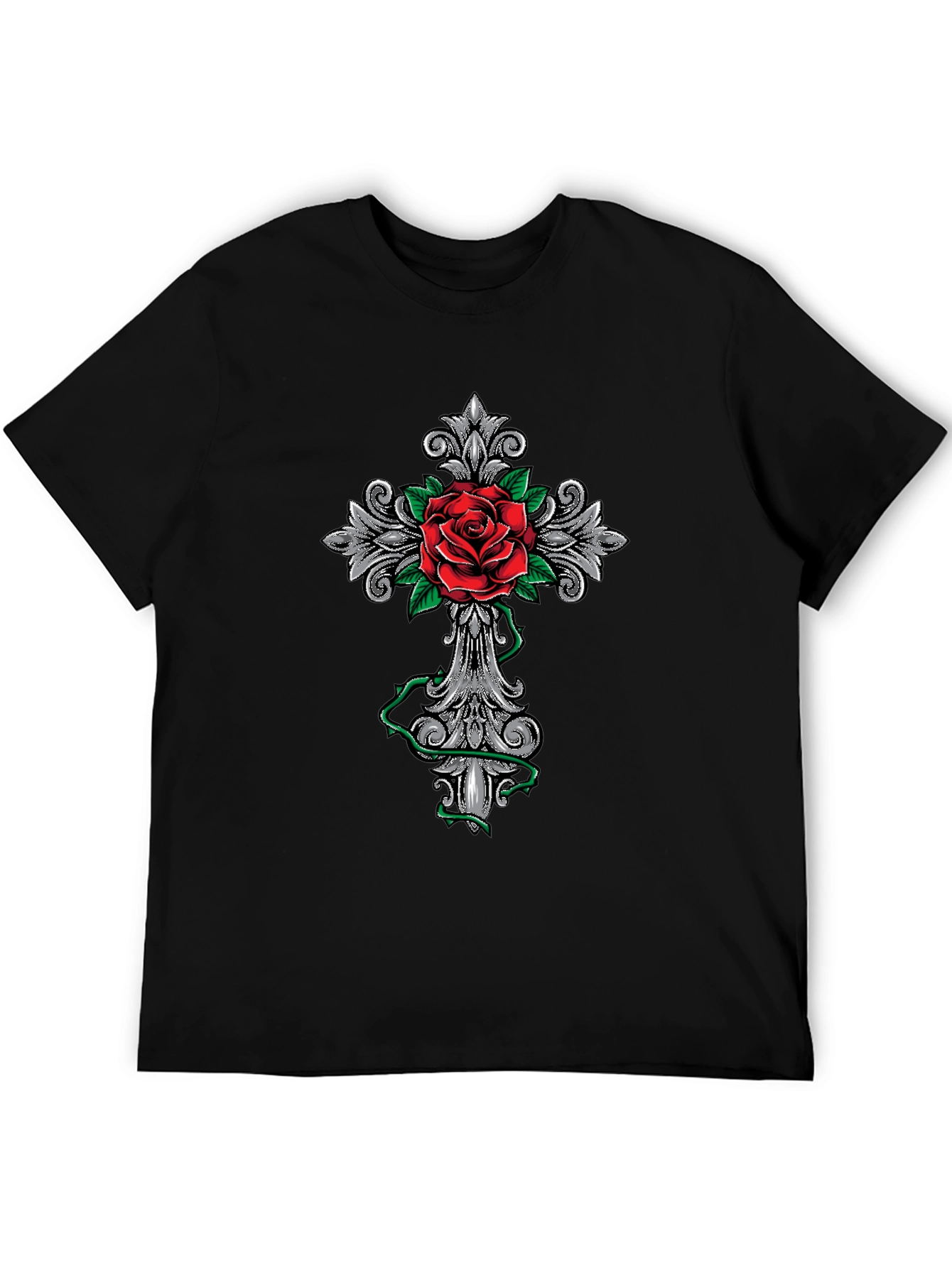 Rose Cross Graphic T-Shirt