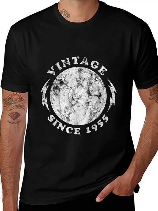 1955 Birthyear Vinyl Vintage 1955 Birthyear Vinyl Lightweight Cotton T-Shirt – Daily Comfort Graphic Shirt