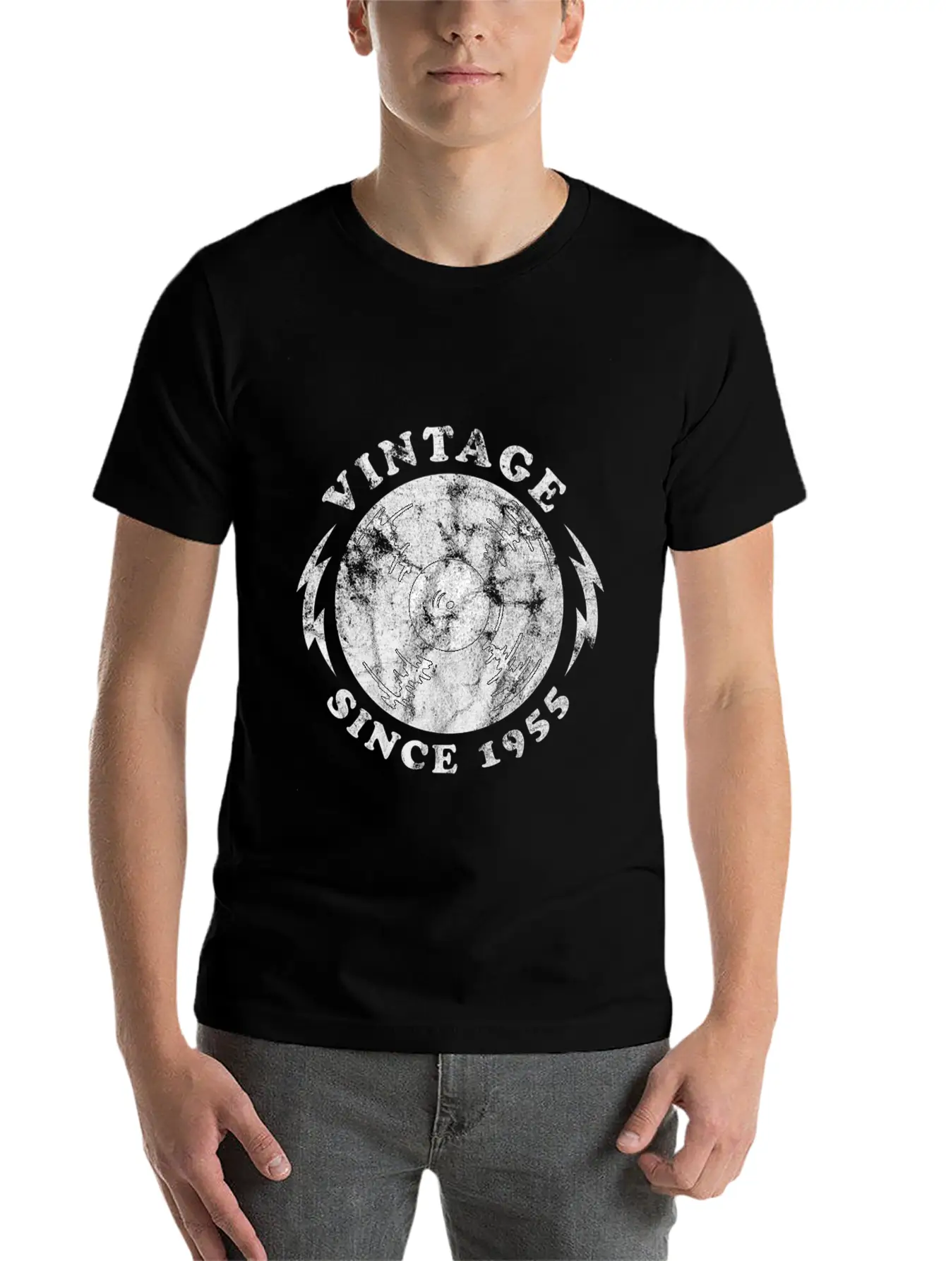 1955 Birthyear Vinyl Vintage 1955 Birthyear Vinyl Lightweight Cotton T-Shirt – Daily Comfort Graphic Shirt