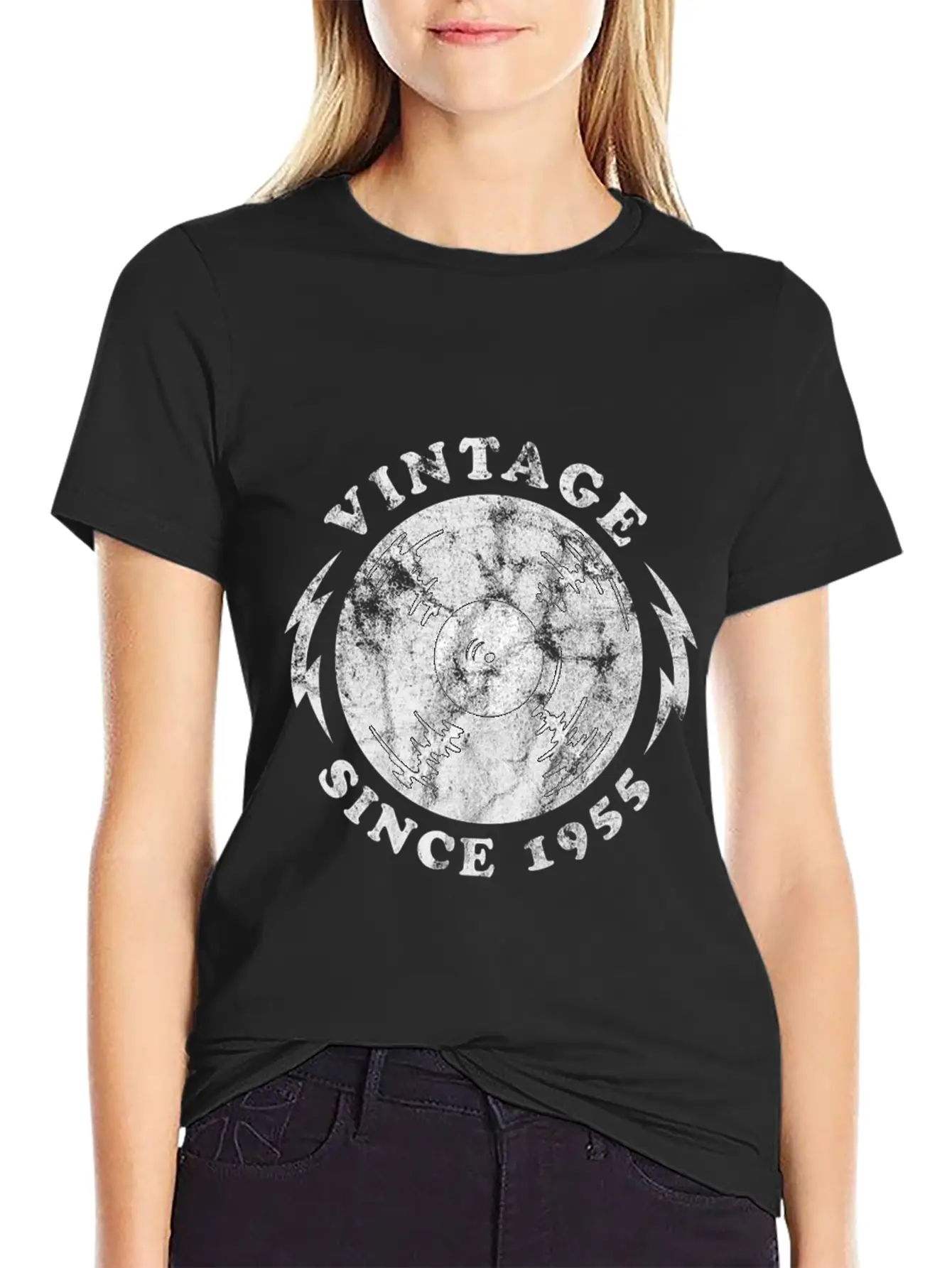 1955 Birthyear Vinyl Vintage 1955 Birthyear Vinyl Lightweight Cotton T-Shirt – Daily Comfort Graphic Shirt