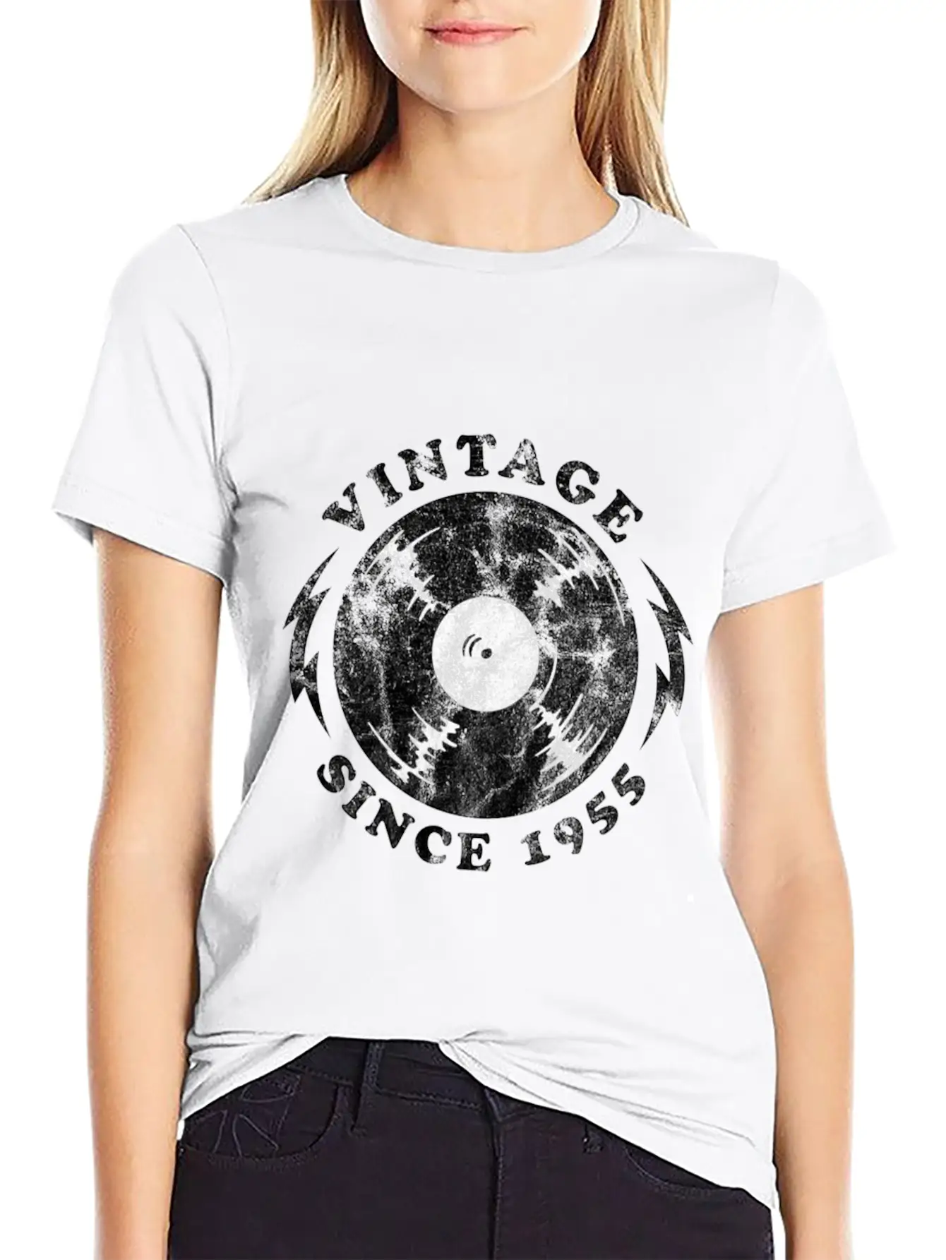 1955 Birthyear Vinyl Vintage 1955 Birthyear Vinyl Lightweight Cotton T-Shirt – Daily Comfort Graphic Shirt