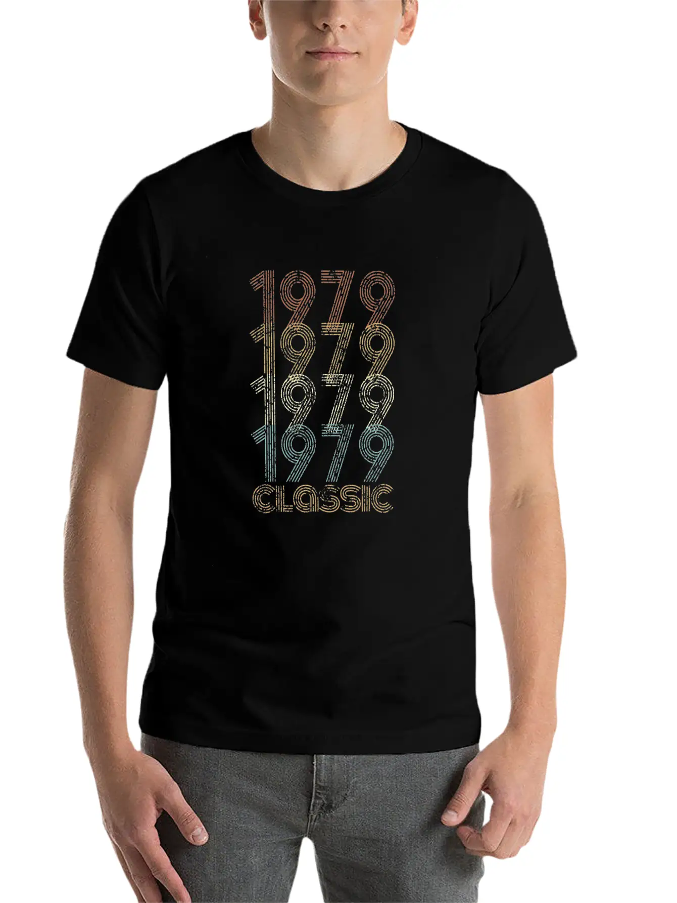 1979 Classic 40th Birthday Distressed Old School Modern Fit Casual T-Shirt – Clean And Versatile Design