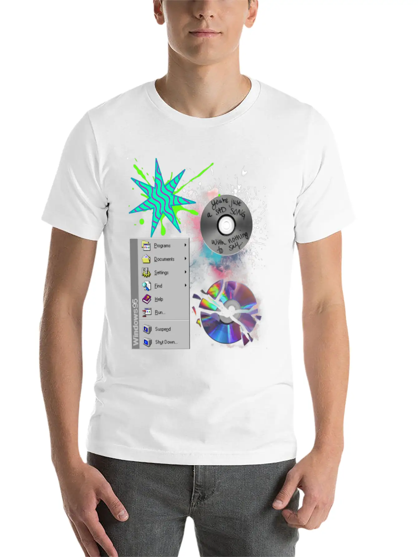1990's CD's & Computer Lightweight Cotton T-Shirt – Daily Comfort Graphic Shirt