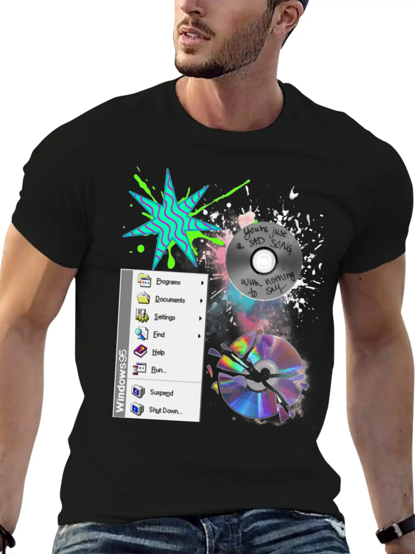 1990's CD's & Computer Lightweight Cotton T-Shirt – Daily Comfort Graphic Shirt