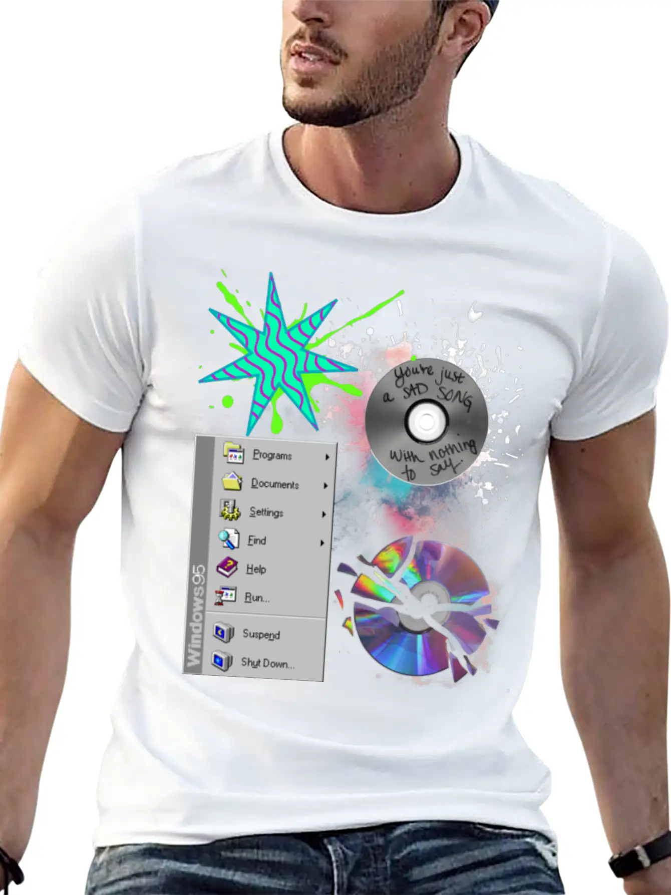 1990's CD's & Computer Lightweight Cotton T-Shirt – Daily Comfort Graphic Shirt