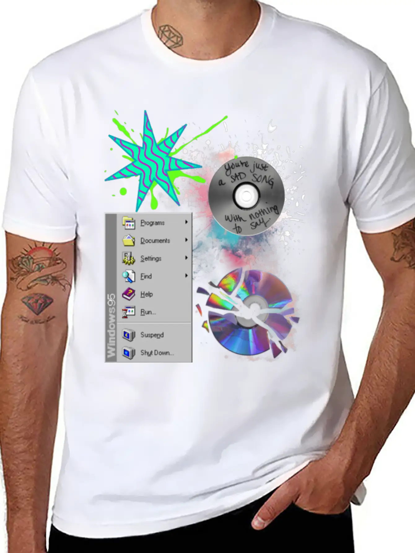1990's CD's & Computer Lightweight Cotton T-Shirt – Daily Comfort Graphic Shirt