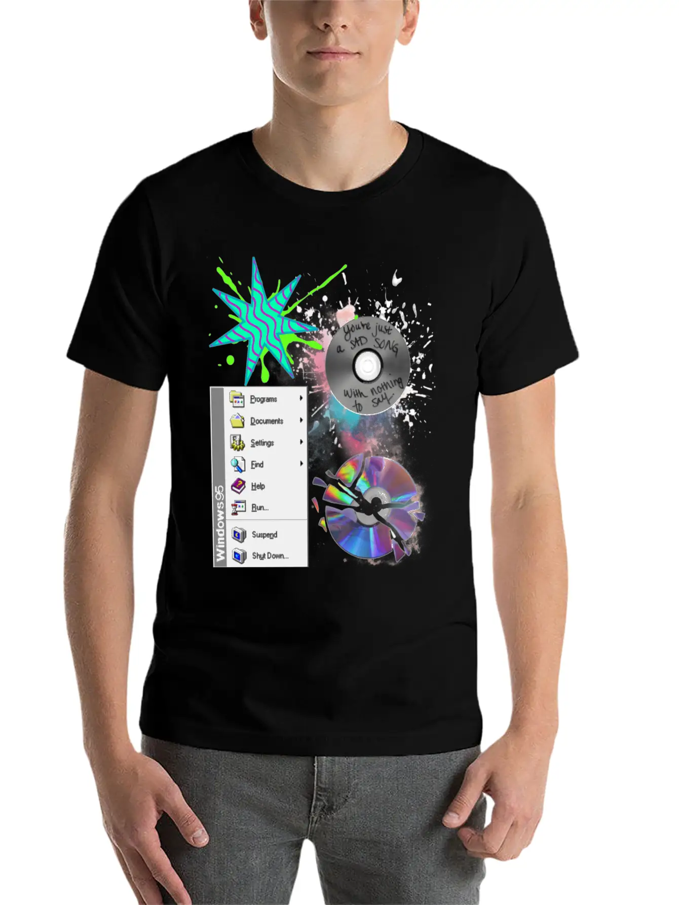 1990's CD's & Computer Lightweight Cotton T-Shirt – Daily Comfort Graphic Shirt