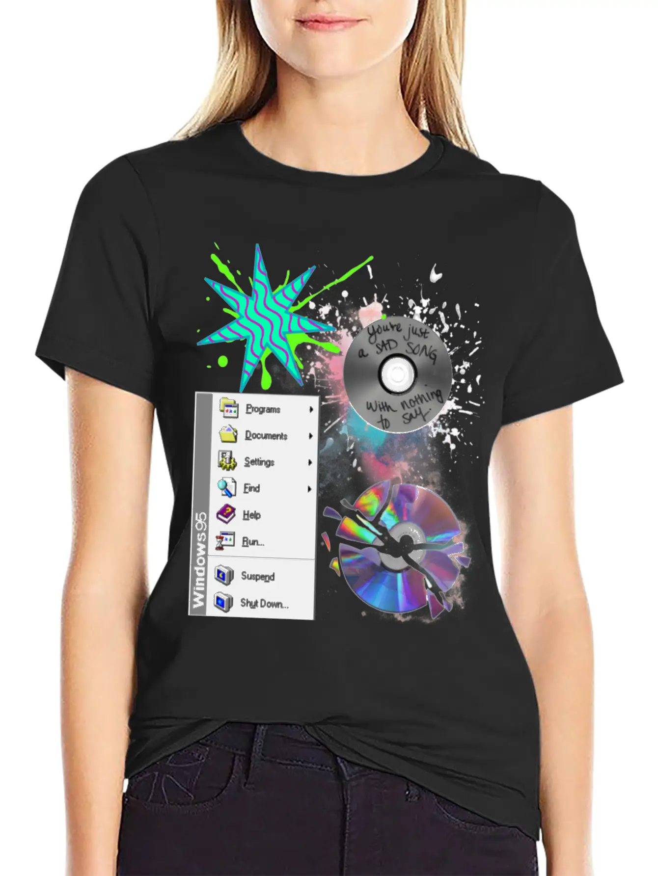 1990's CD's & Computer Lightweight Cotton T-Shirt – Daily Comfort Graphic Shirt