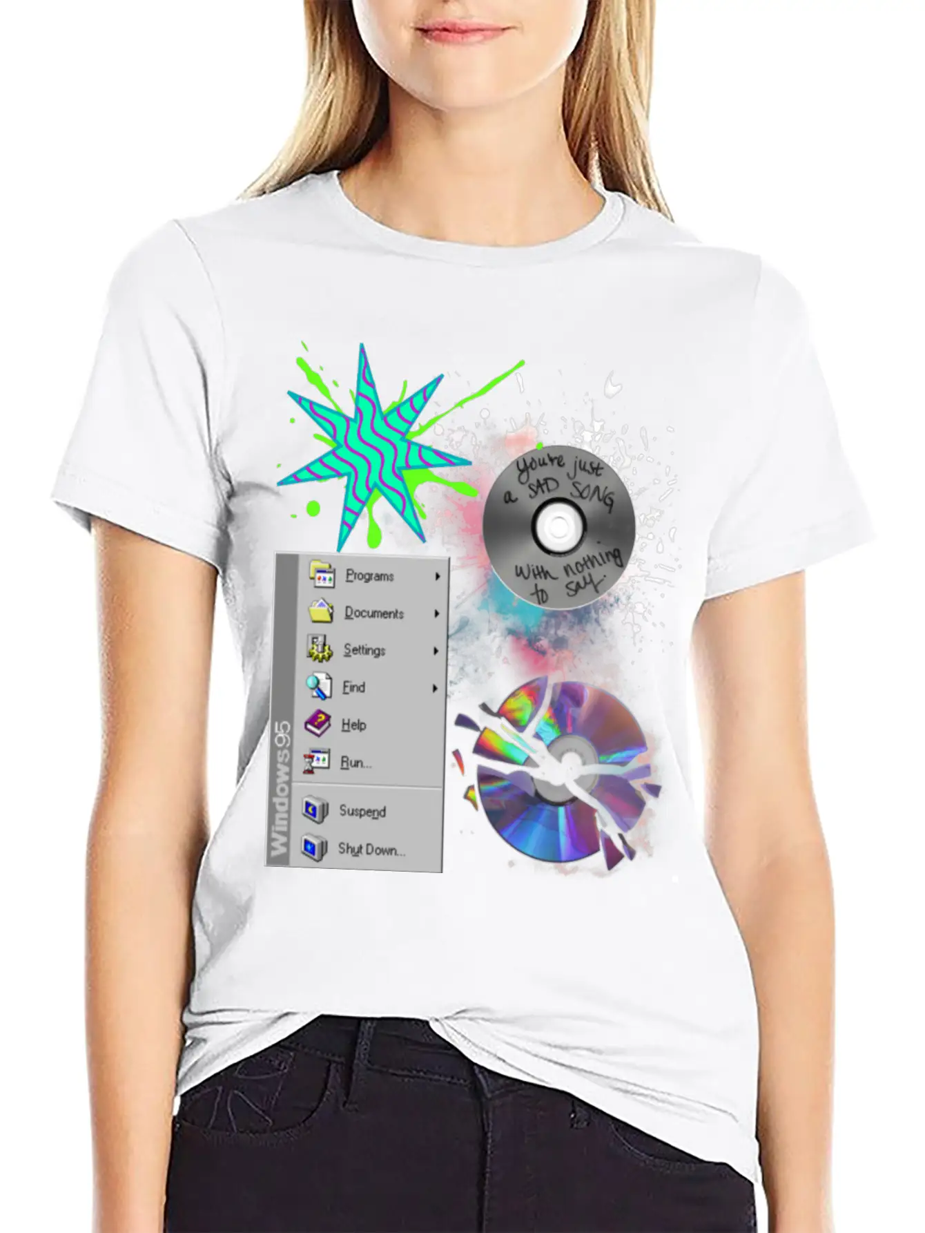 1990's CD's & Computer Lightweight Cotton T-Shirt – Daily Comfort Graphic Shirt