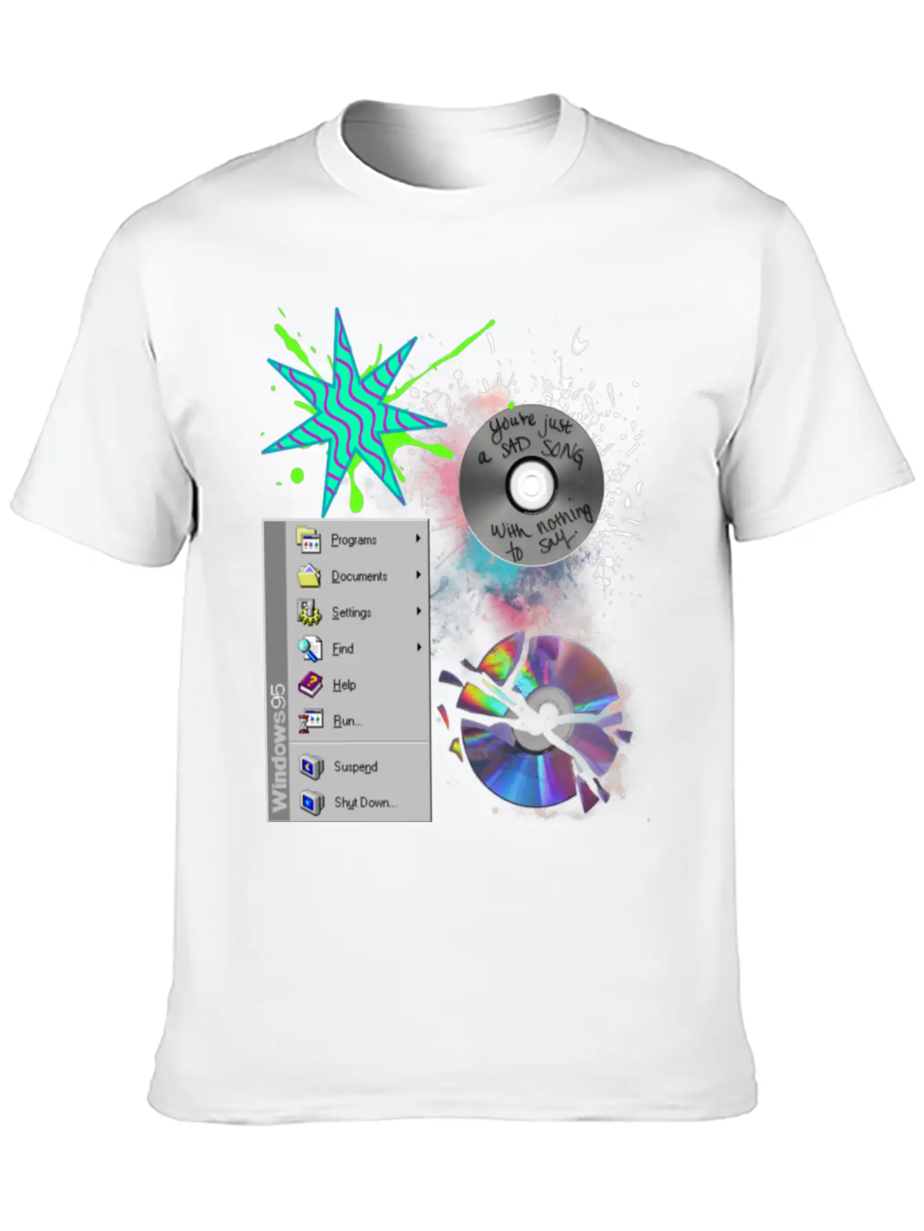 1990's CD's & Computer Lightweight Cotton T-Shirt – Daily Comfort Graphic Shirt