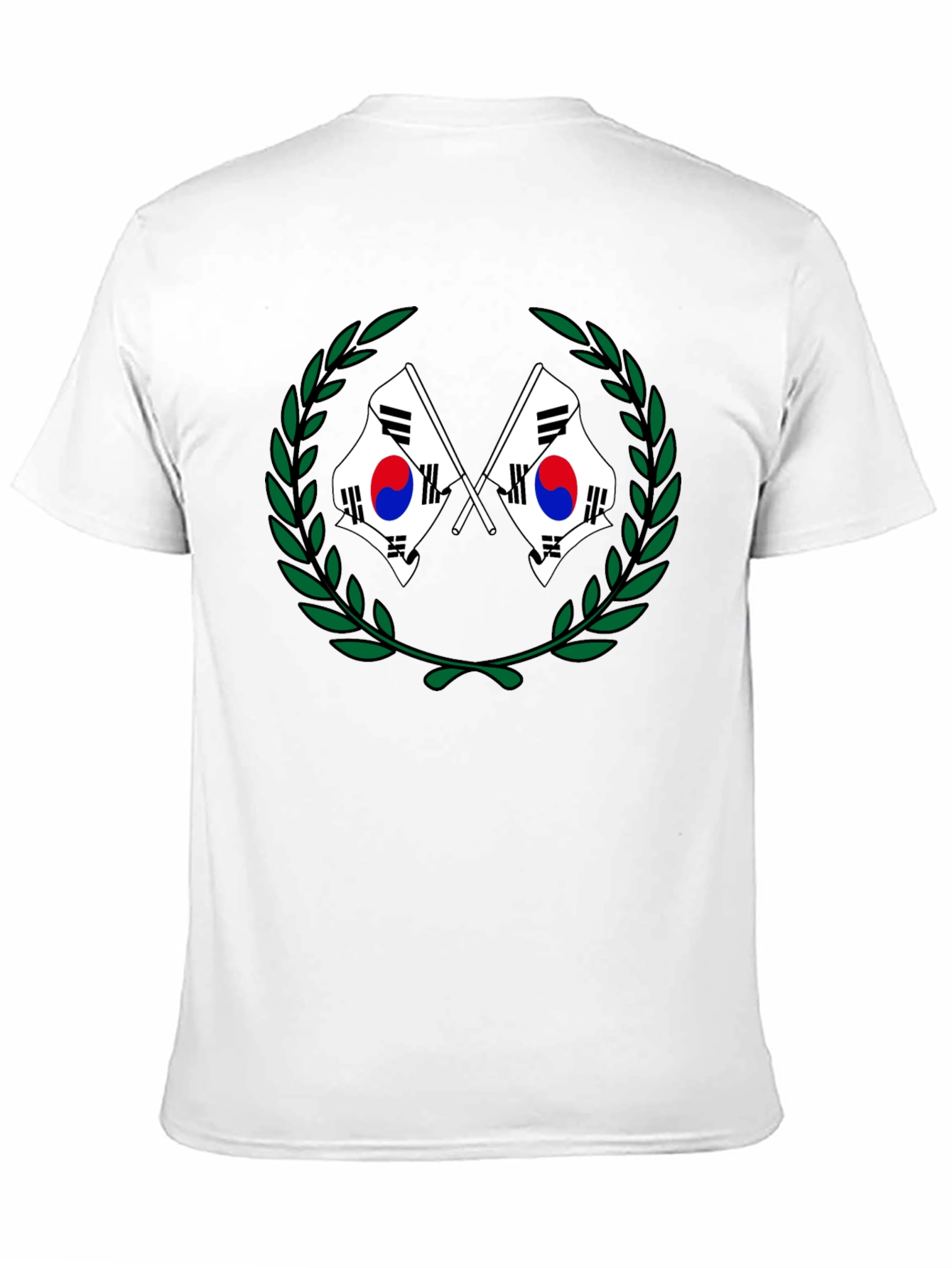 South Korea Flag Laurel Wreath Black T-Shirt