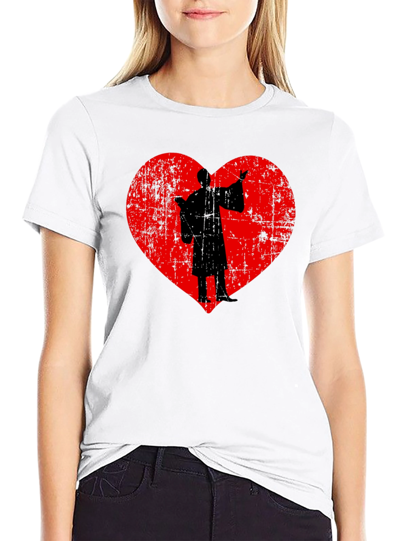 Silhouette Heart Graphic T-Shirt - Black