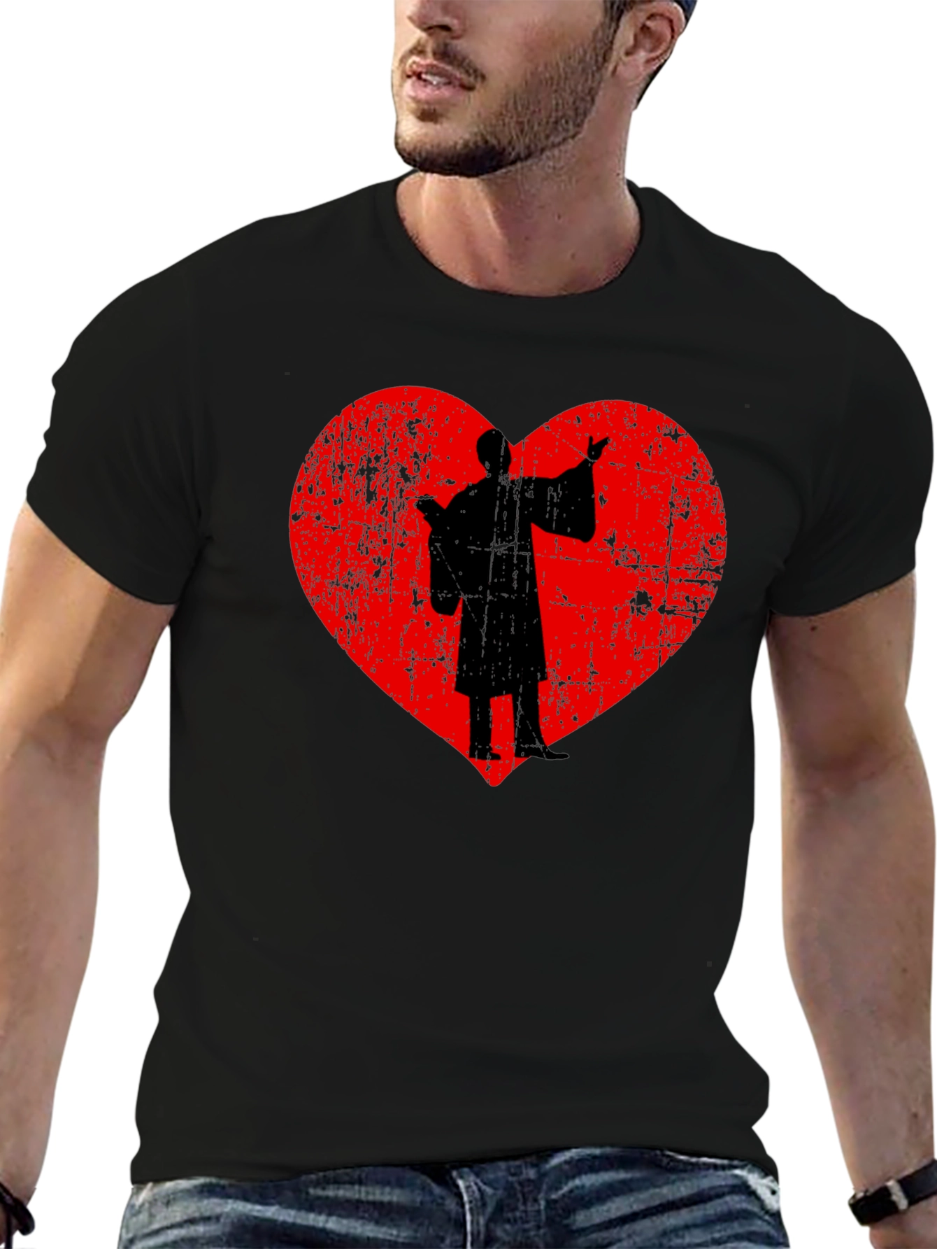 Silhouette Heart Graphic T-Shirt - Black