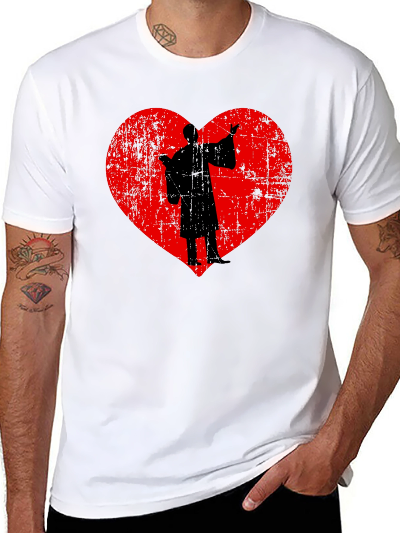 Silhouette Heart Graphic T-Shirt - Black