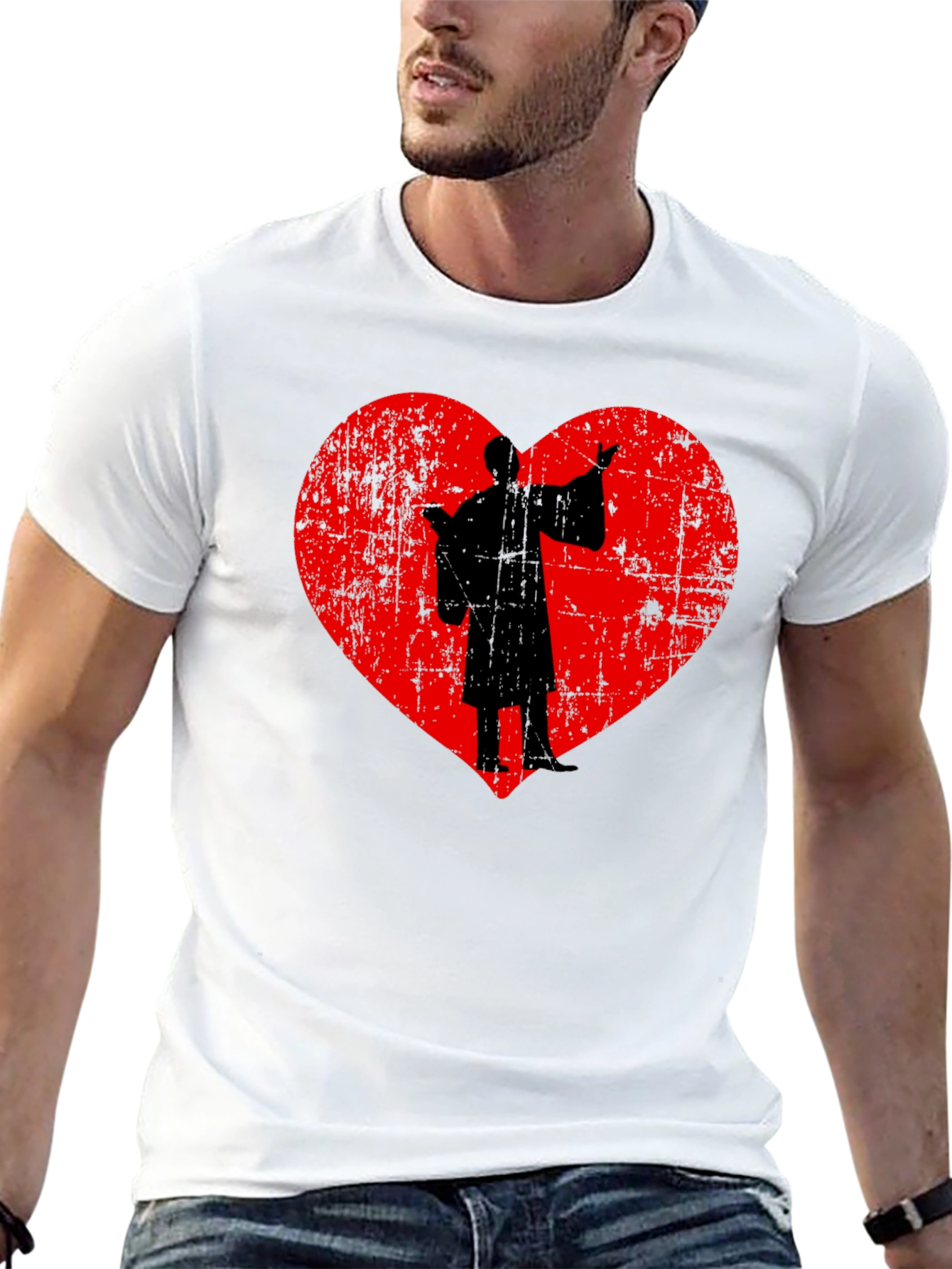 Silhouette Heart Graphic T-Shirt - Black