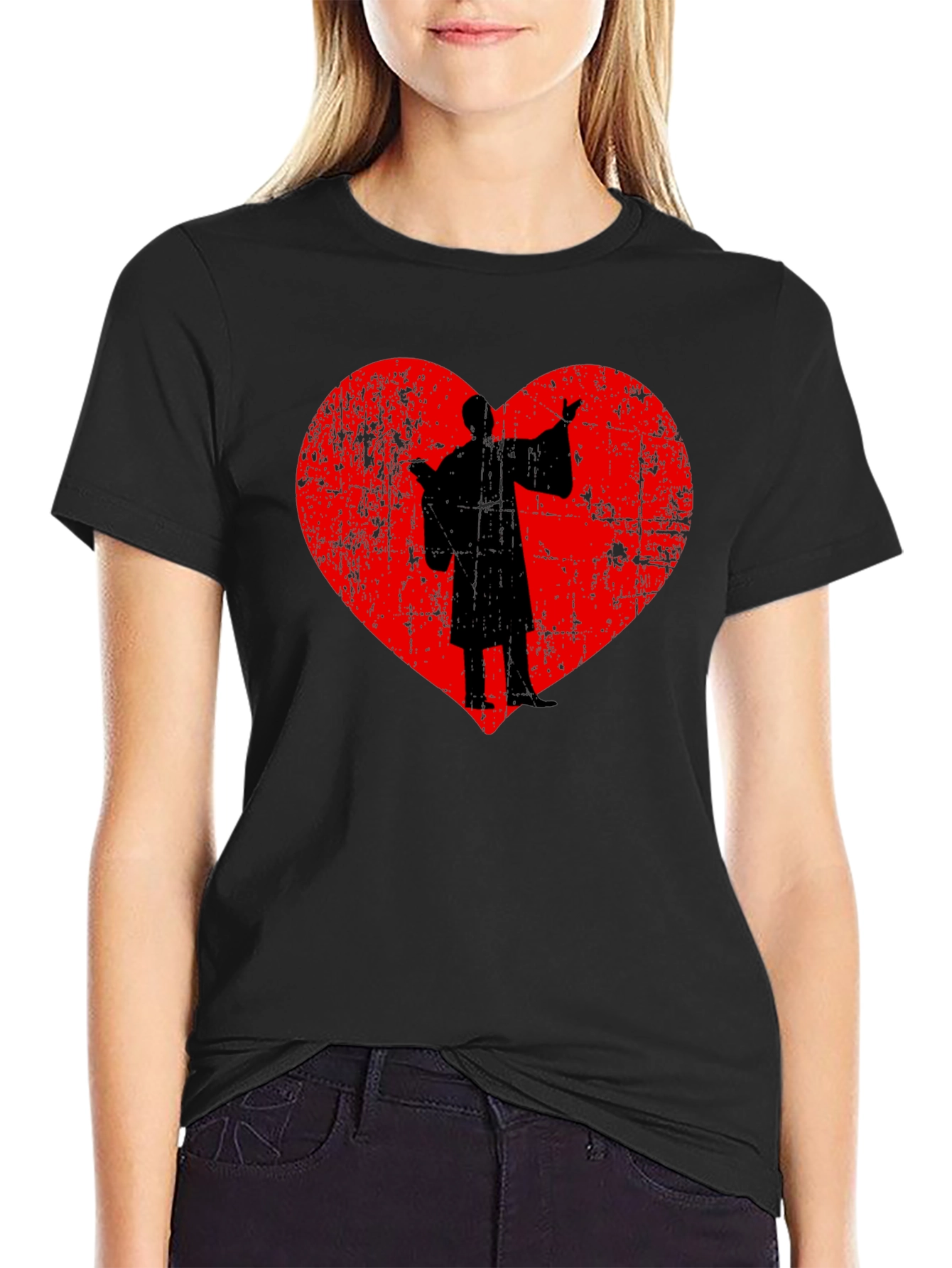Silhouette Heart Graphic T-Shirt - Black