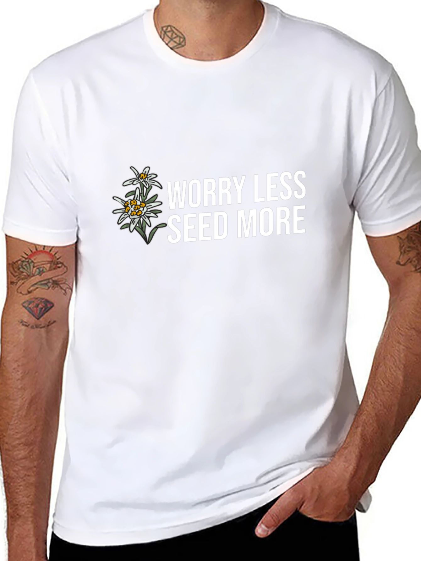 Worry Less Seed More Black T-Shirt