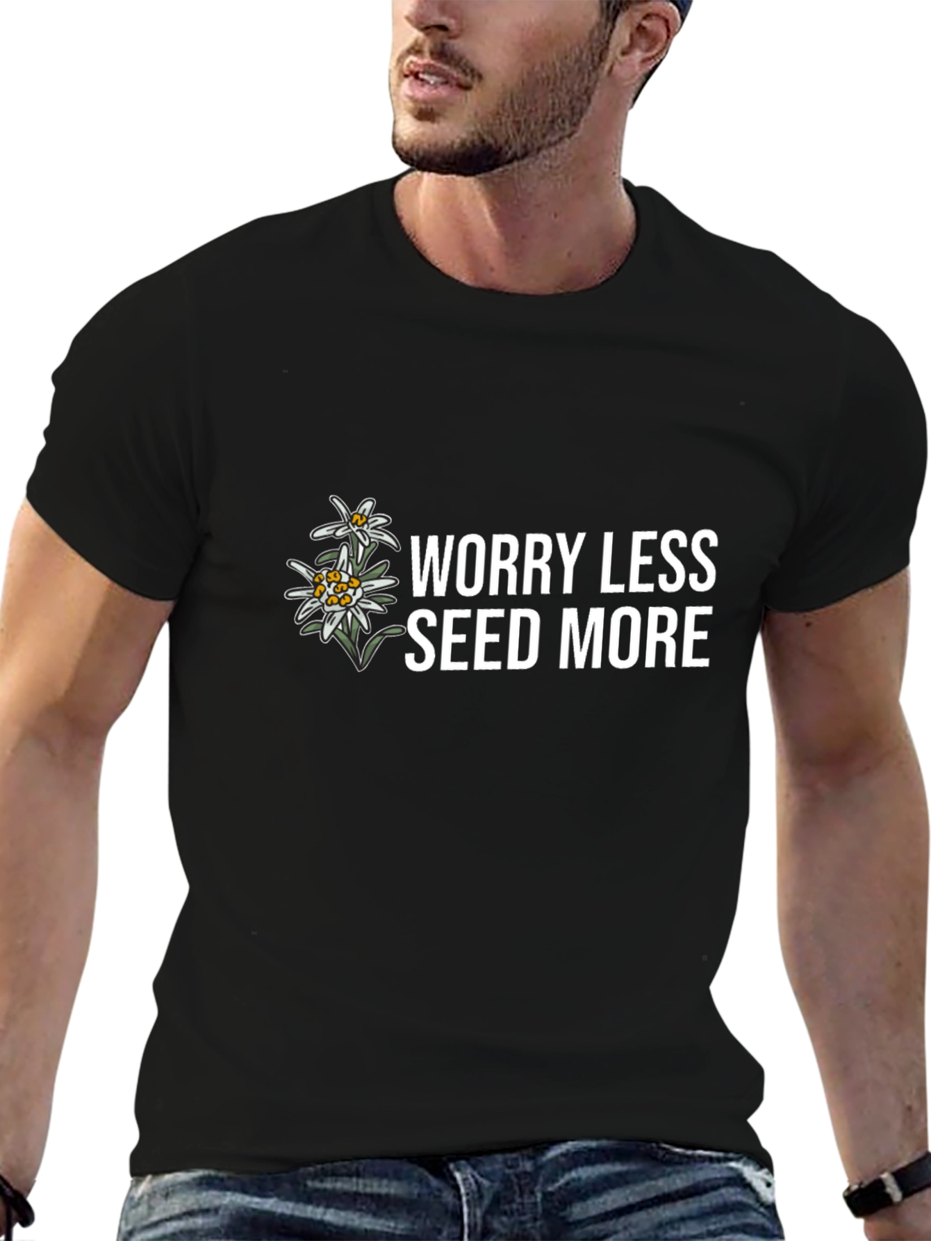 Worry Less Seed More Black T-Shirt