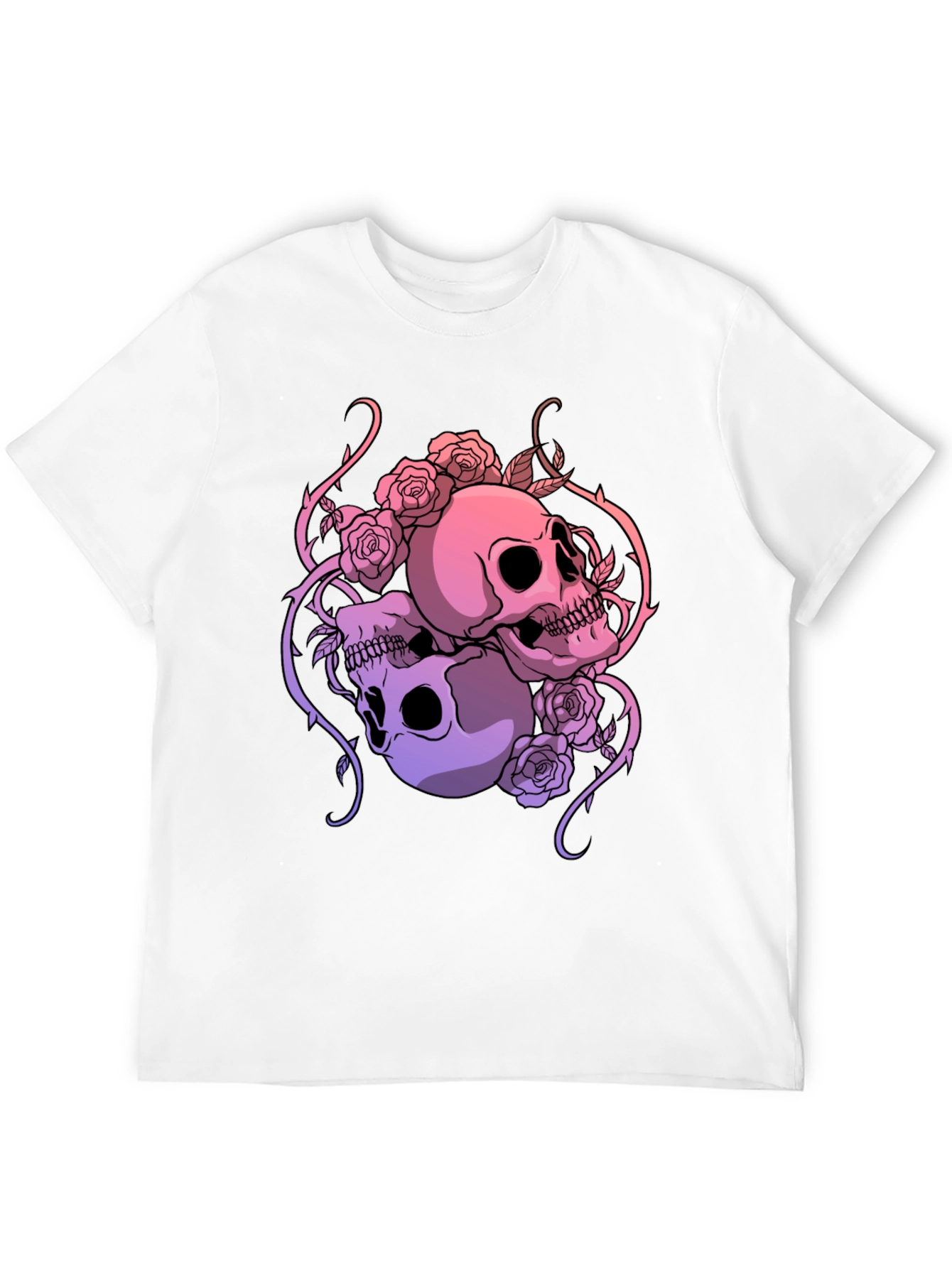 Skull & Roses Graphic Tee - Gothic Style