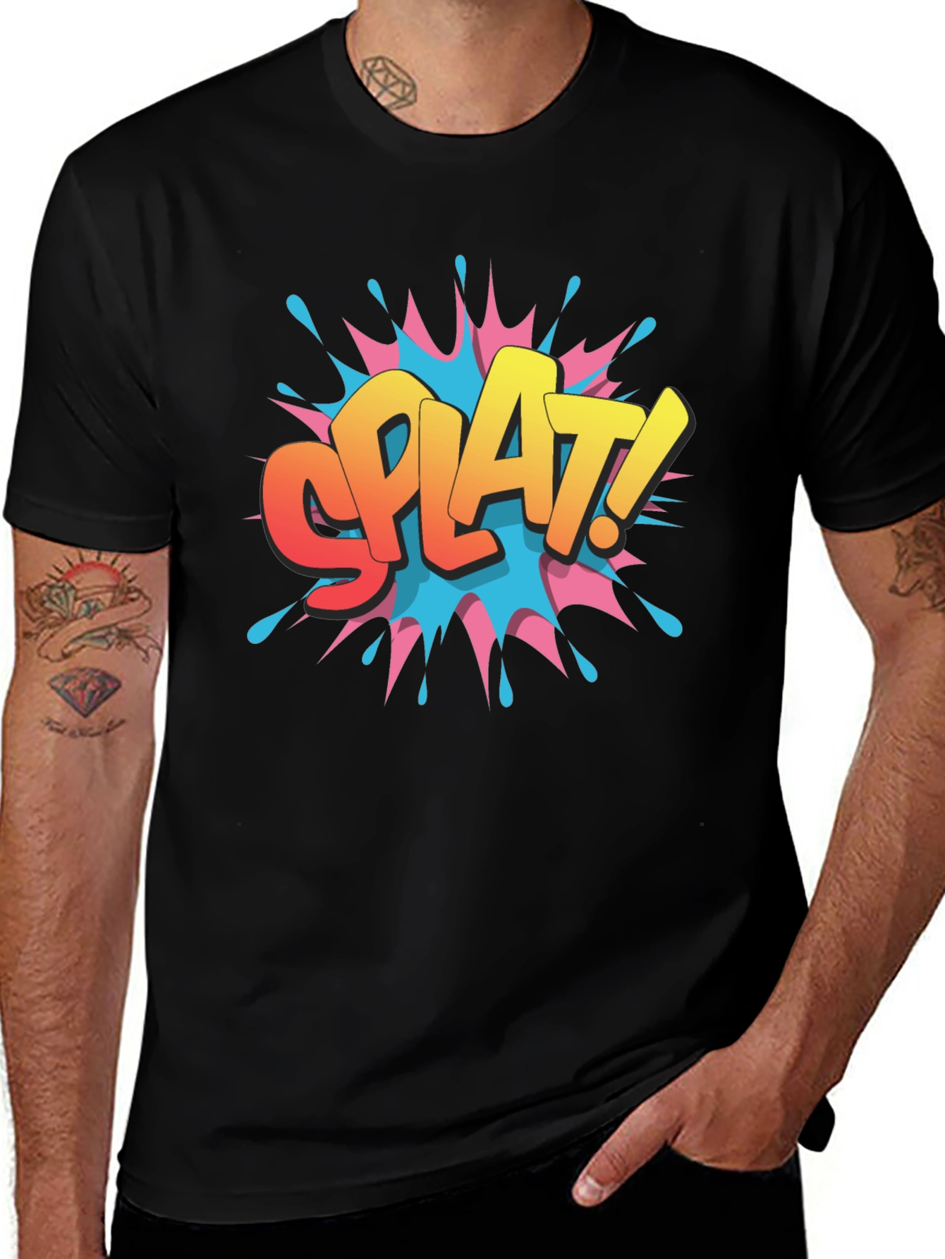 SPLAT! Graphic Print Black T-Shirt