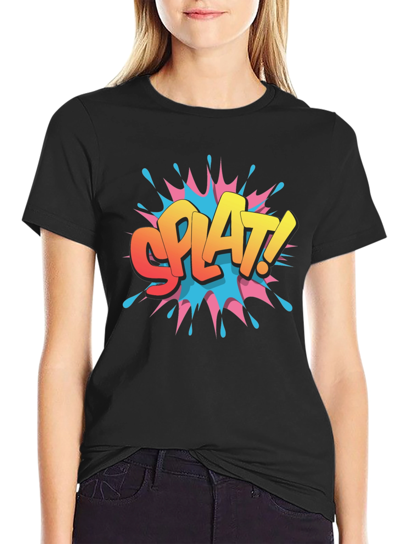 SPLAT! Graphic Print Black T-Shirt