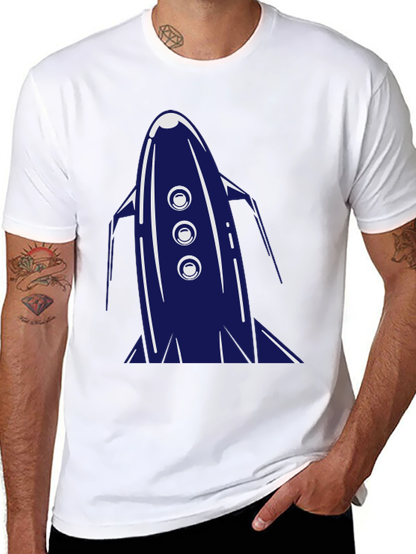 Retro Rocket Graphic Tee - Cool Space T-Shirt