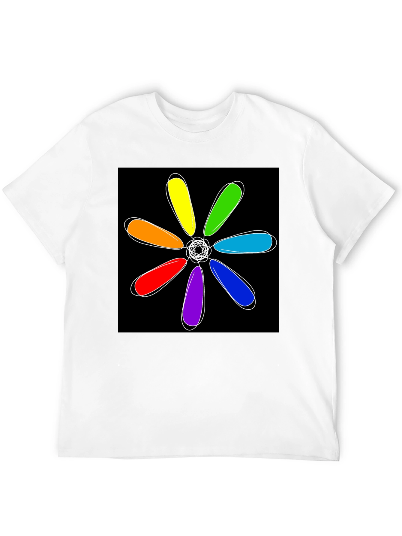 Rainbow Flower Graphic Black T-Shirt