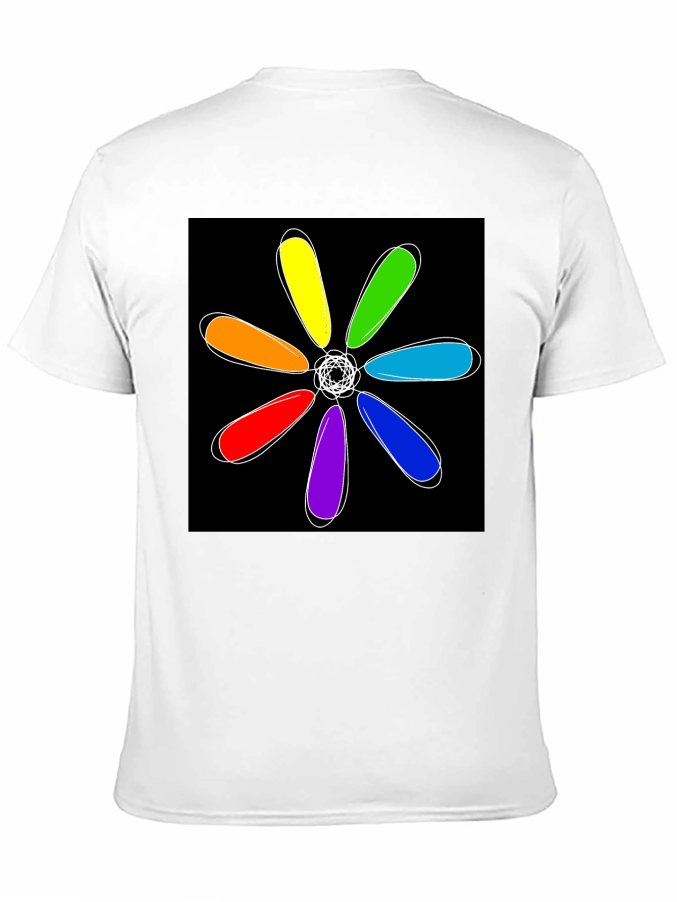 Rainbow Flower Graphic Black T-Shirt