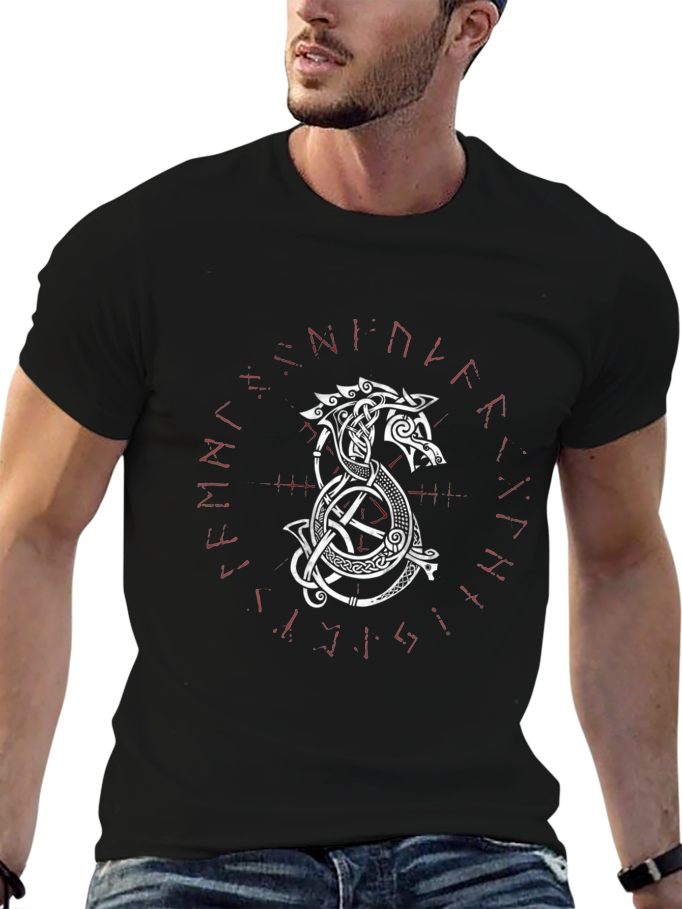 Viking Dragon Graphic Tee - Black