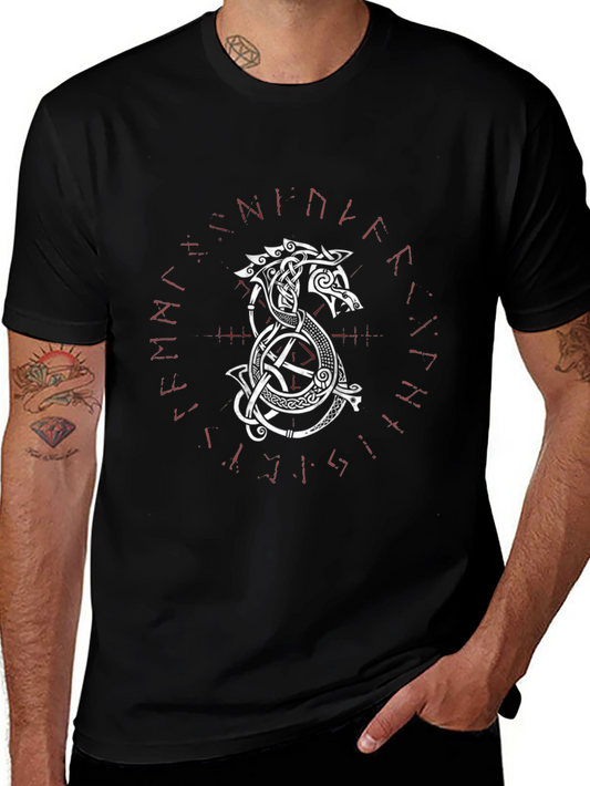 Viking Dragon Graphic Tee - Black