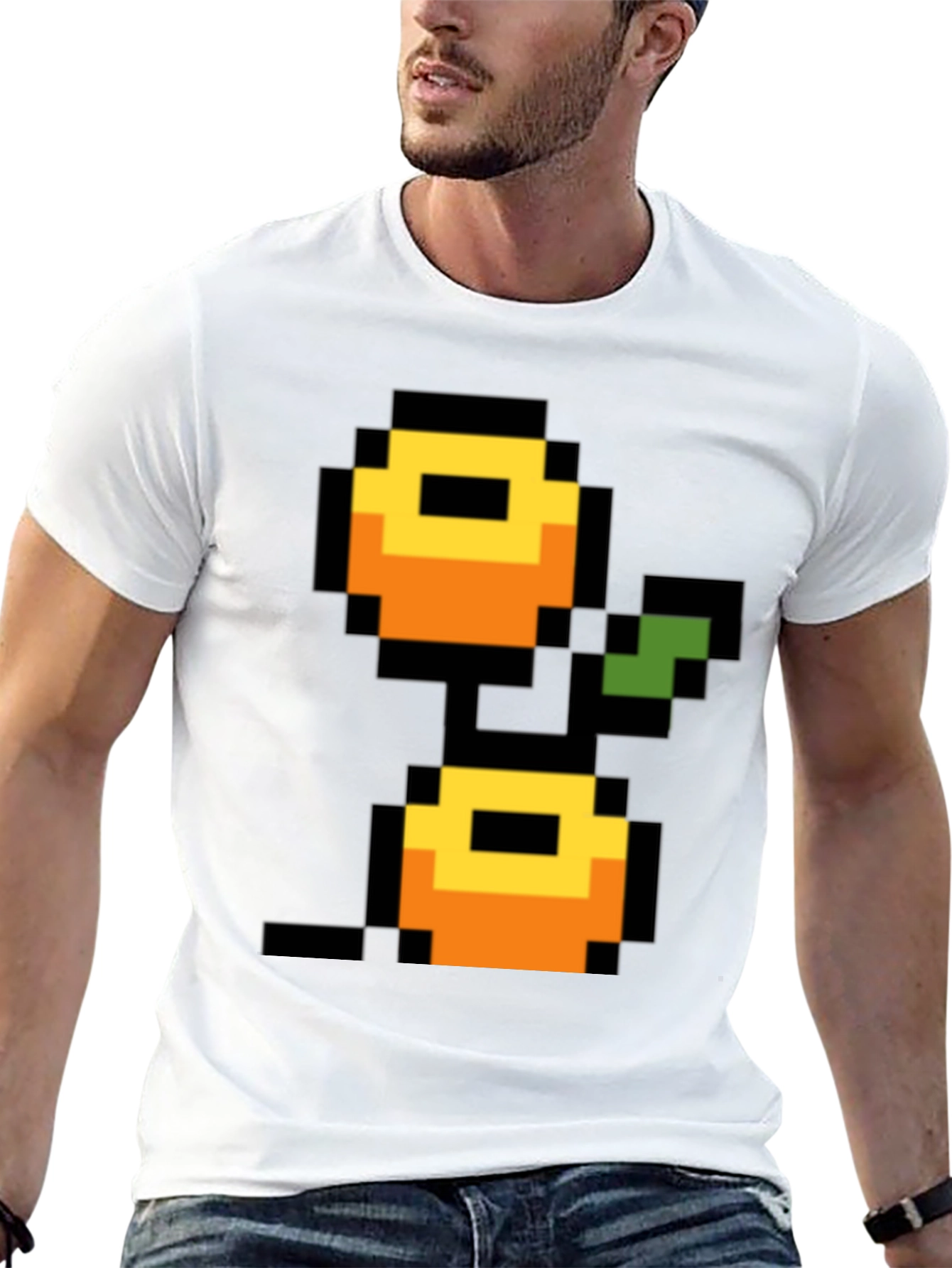 Retro 8-bit Fruit Graphic T-Shirt